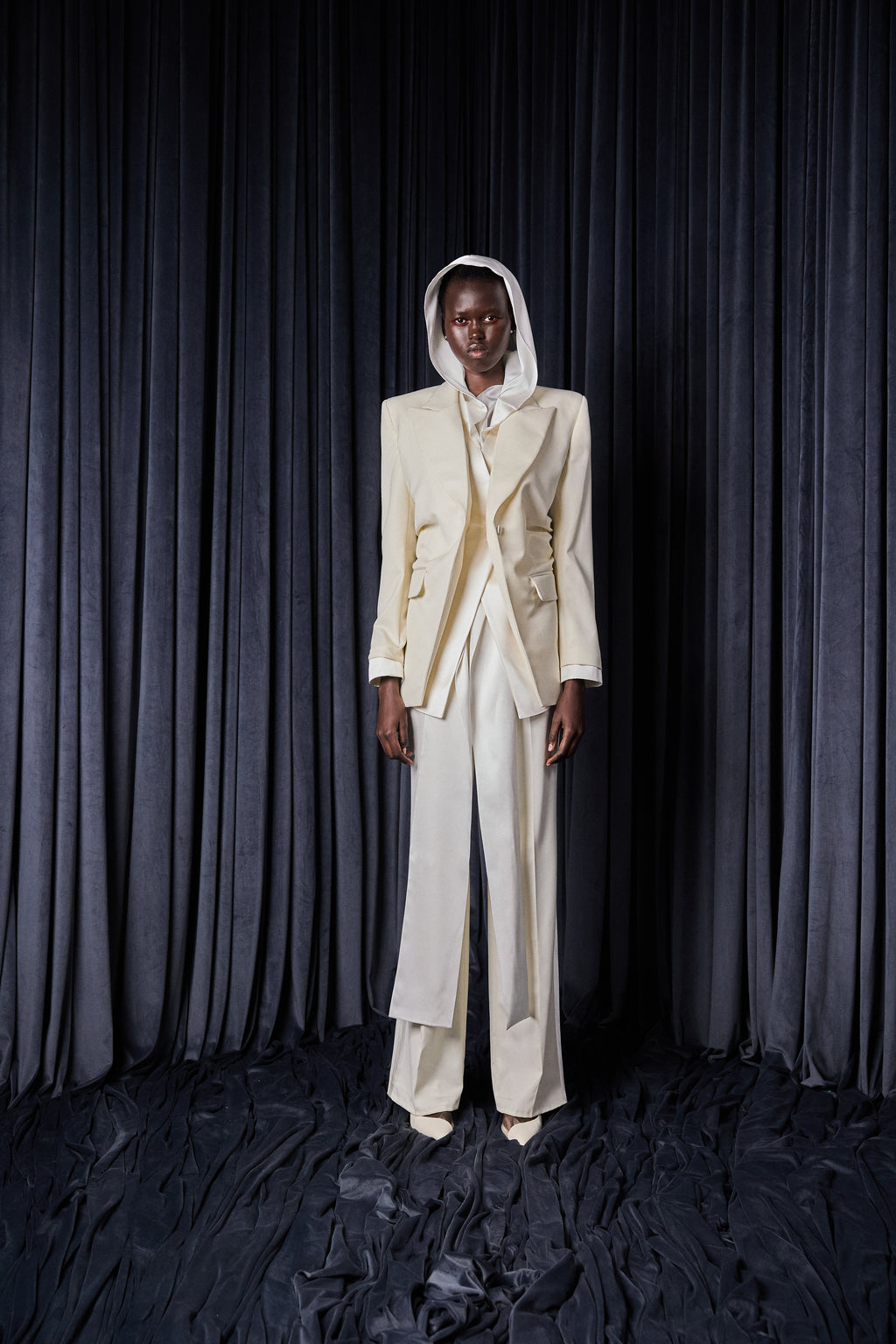 WHITE TUXEDO TROUSERS