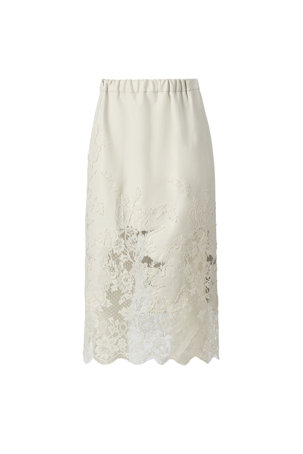 WHITE LEATHER & LACE SKIRT