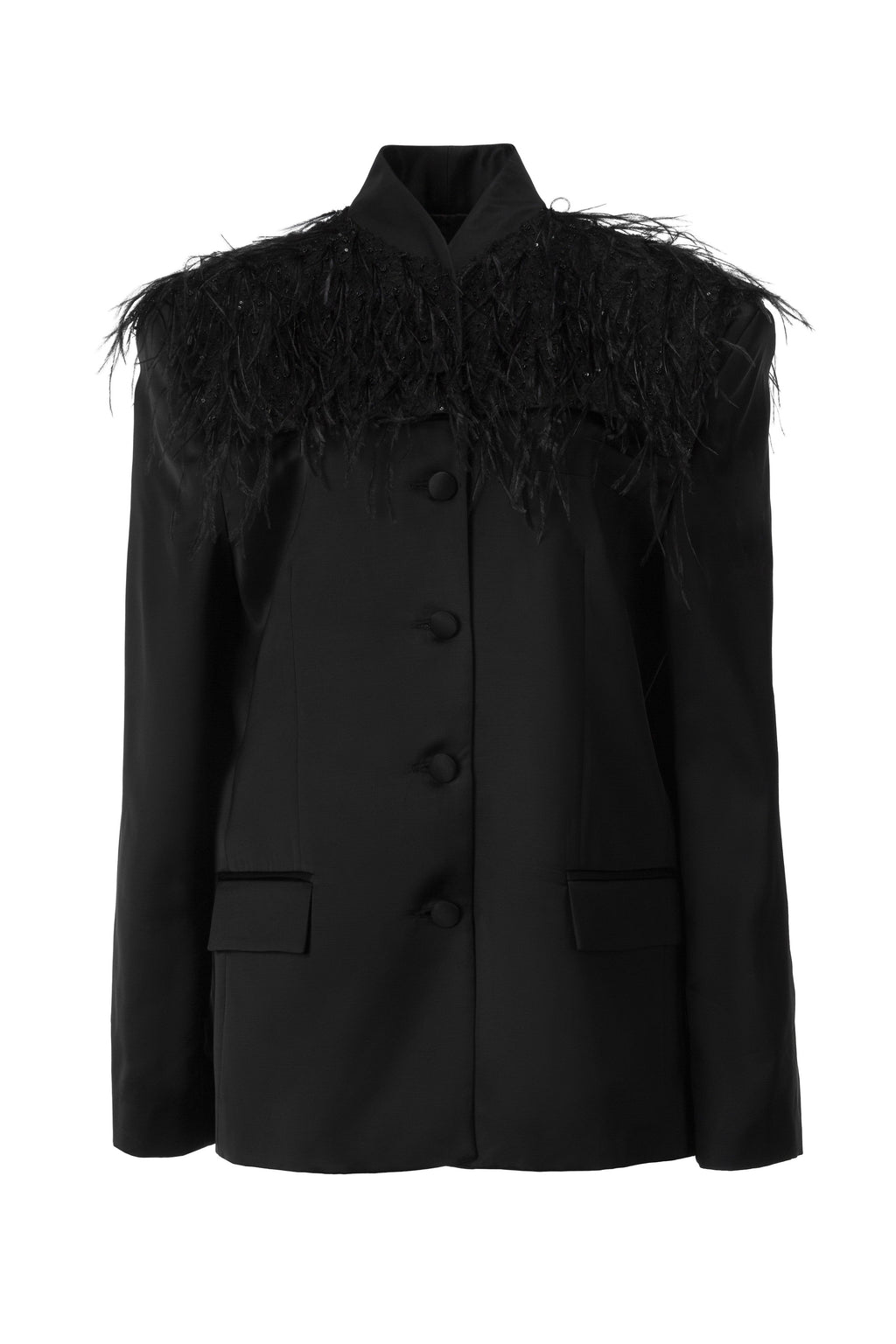 FEATHER-TRIMMED BLAZER