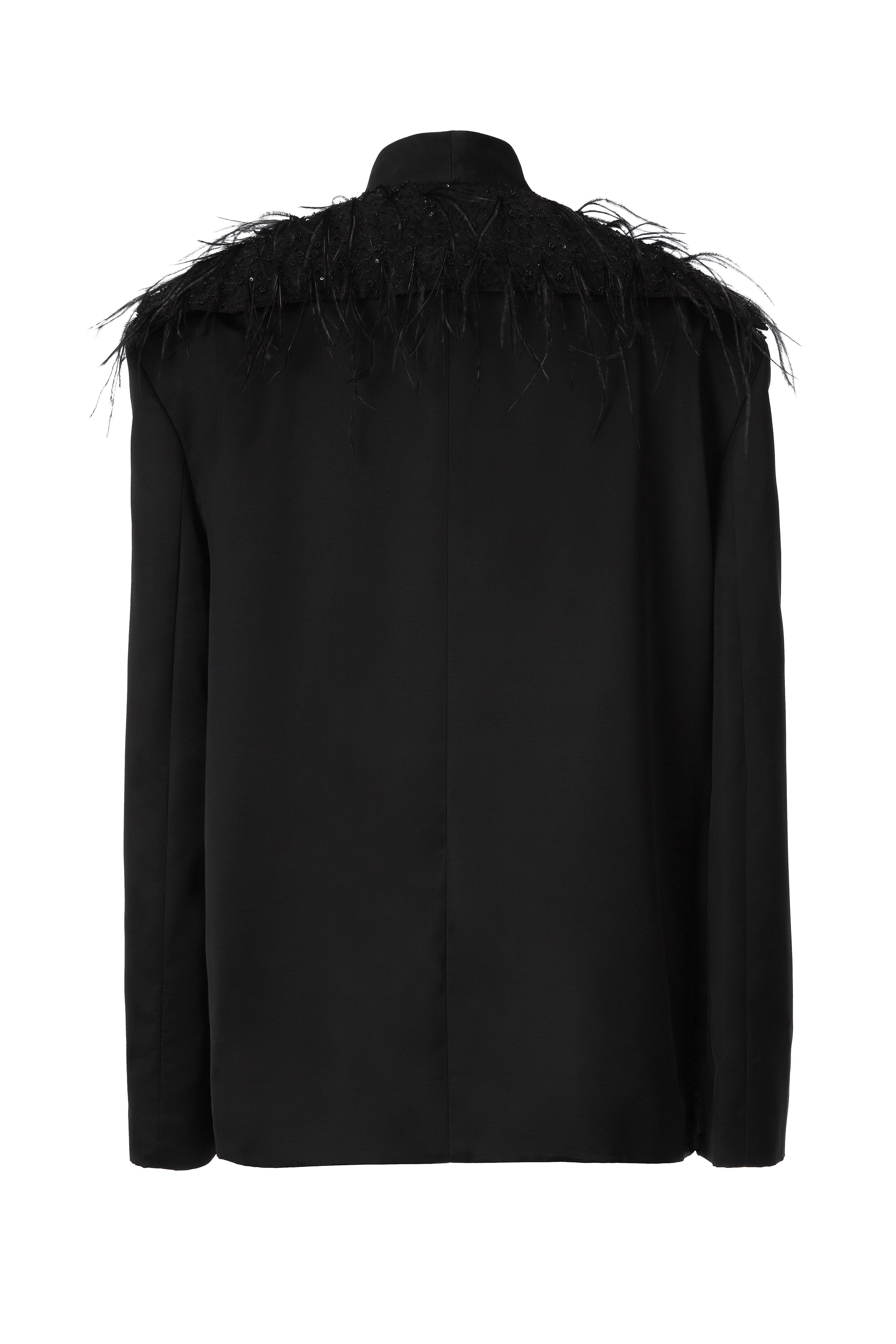 FEATHER-TRIMMED BLAZER