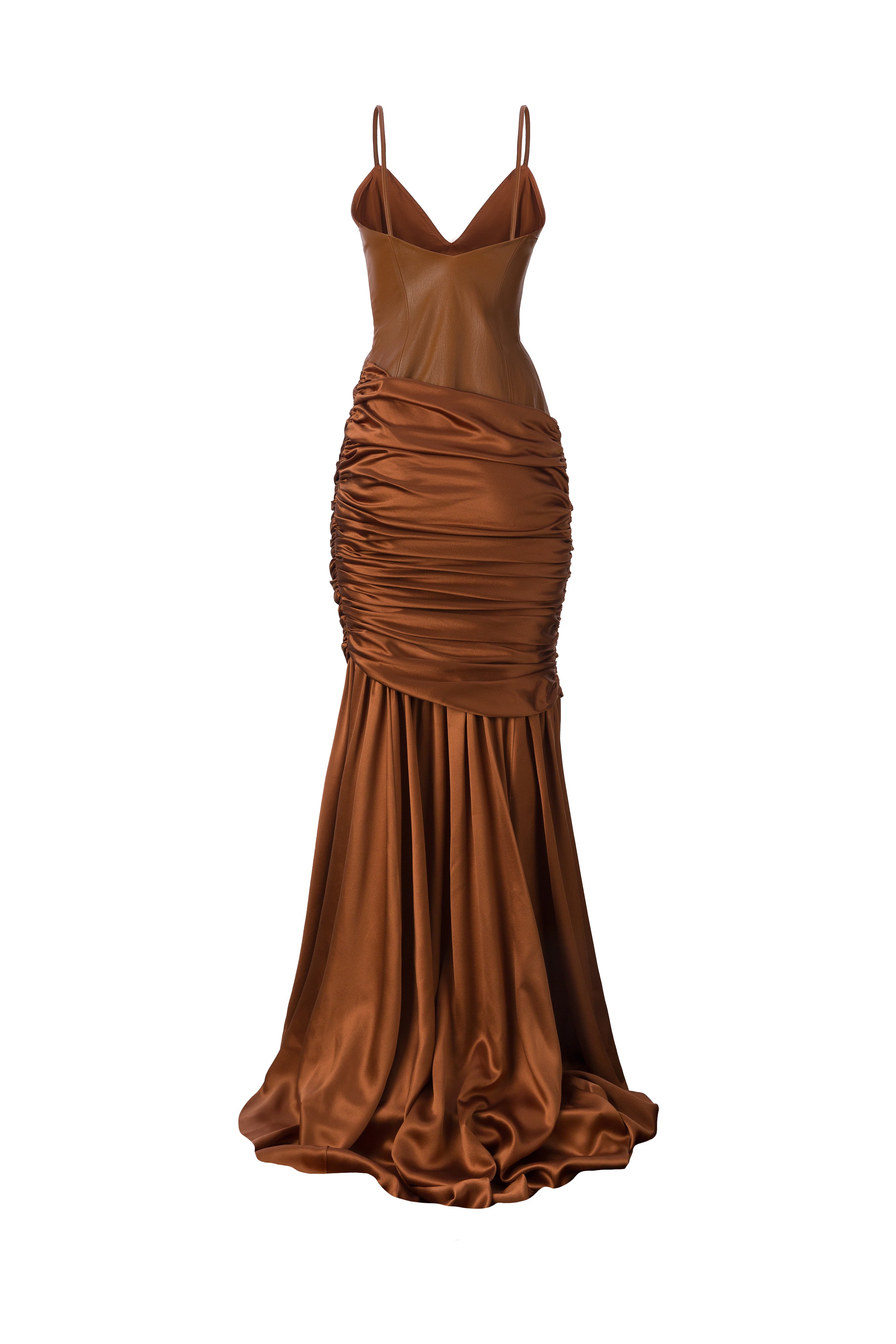 AMBER LEATHER & SILK SIREN DRESS