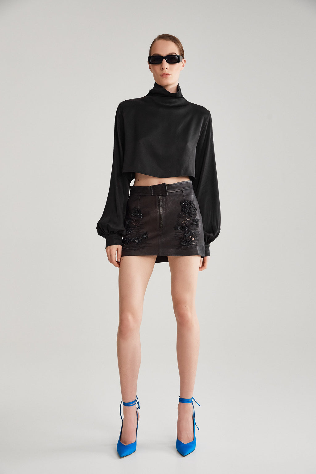 RIPPED LEATHER SKIRT