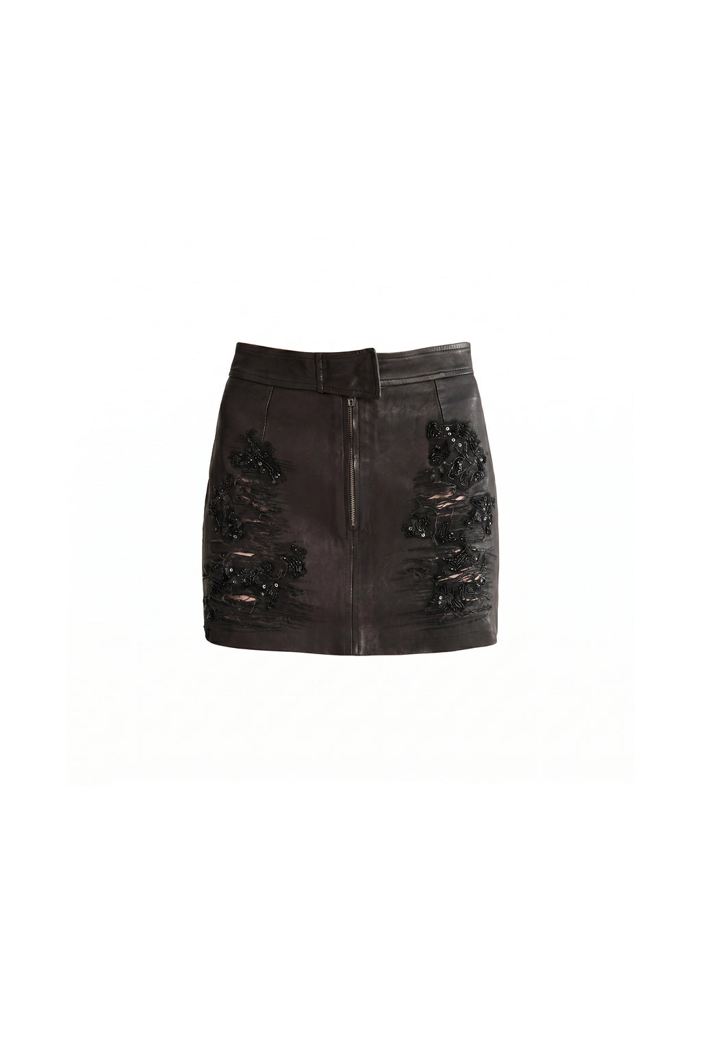 RIPPED LEATHER SKIRT