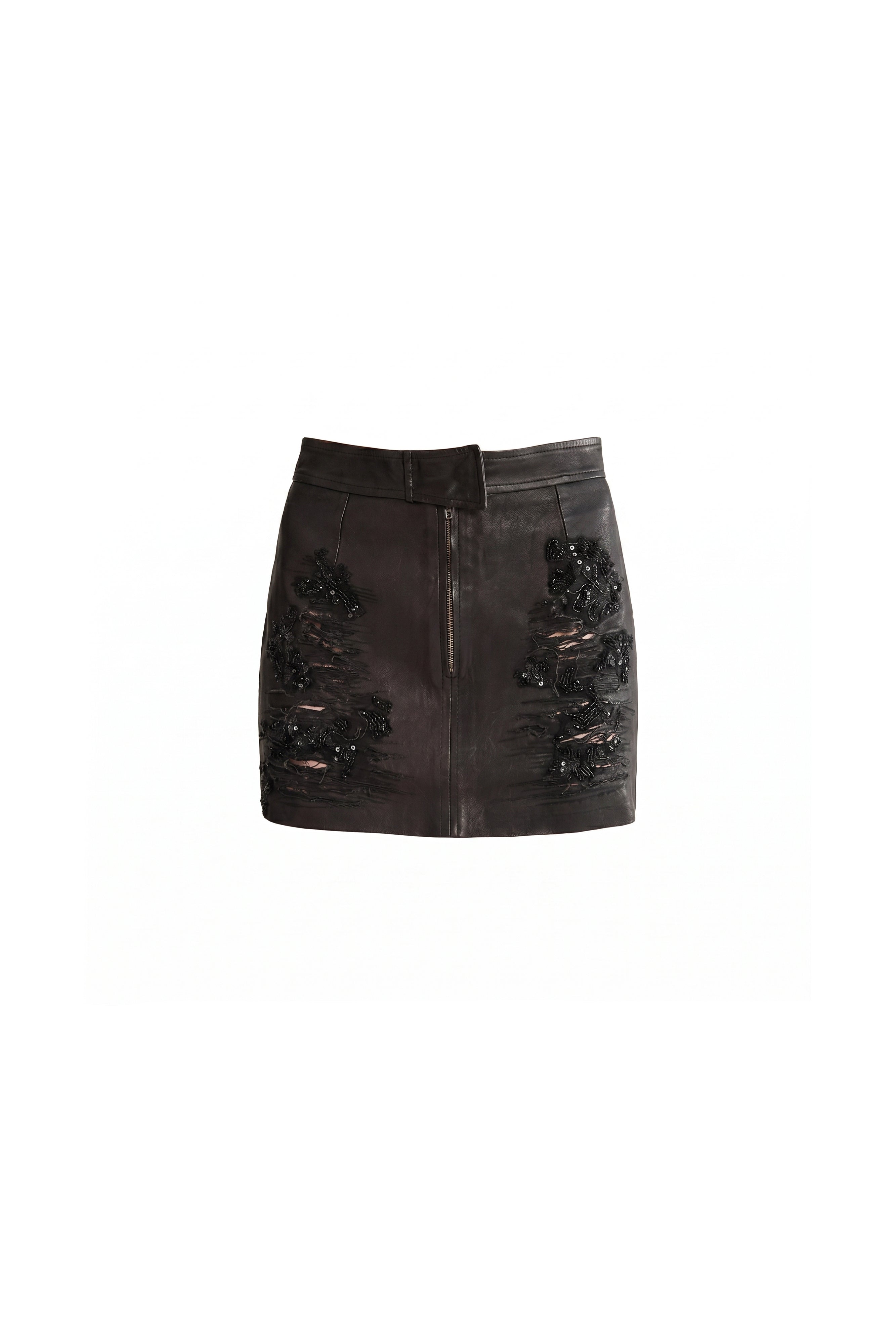 RIPPED LEATHER SKIRT