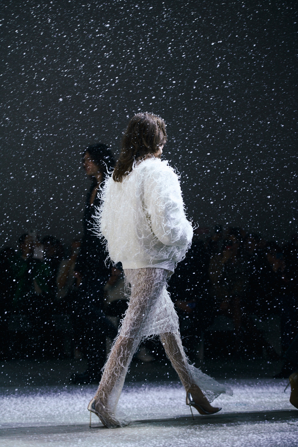 WHITE FEATHER BOMBER JACKET