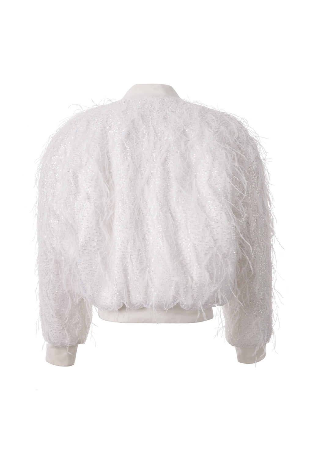 WHITE FEATHER BOMBER JACKET