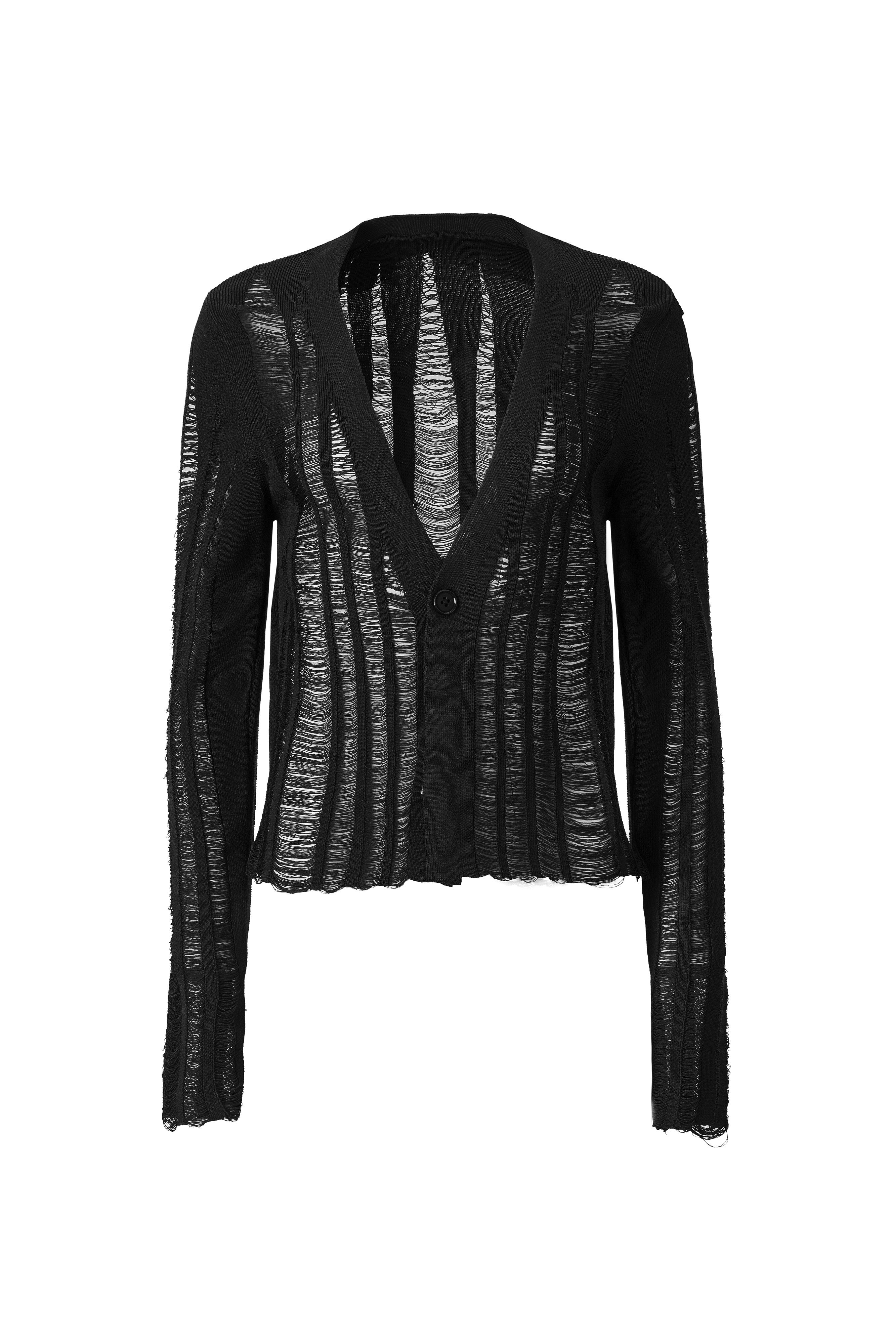 TORN BLACK CARDIGAN