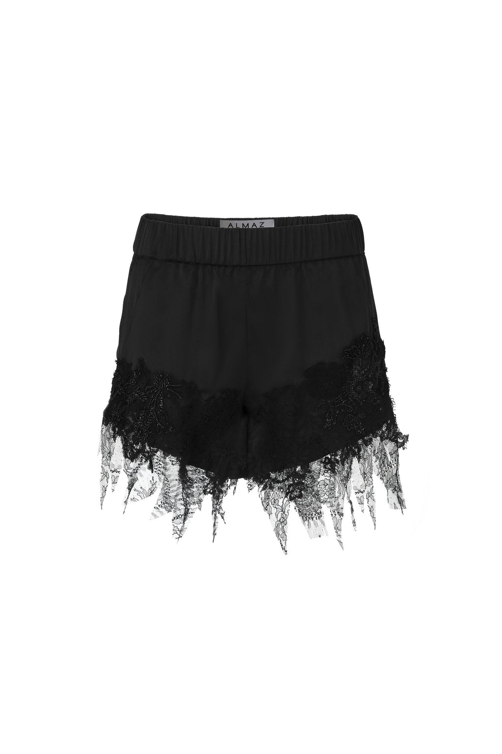 LACE SILK BLACK SHORTS