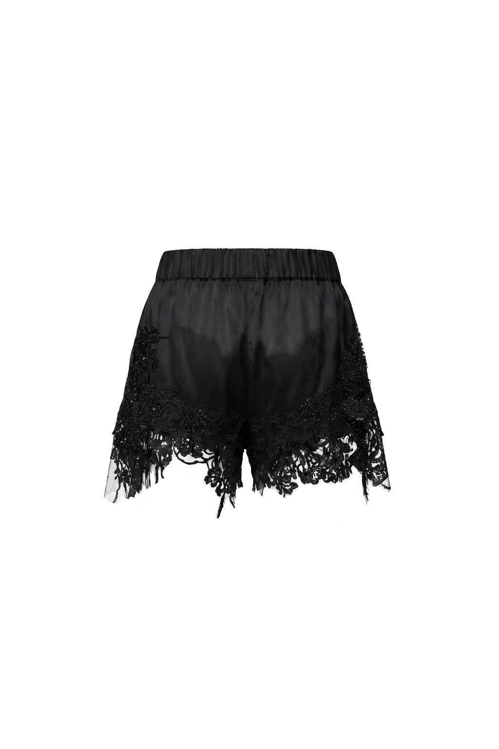 LACE SILK BLACK SHORTS