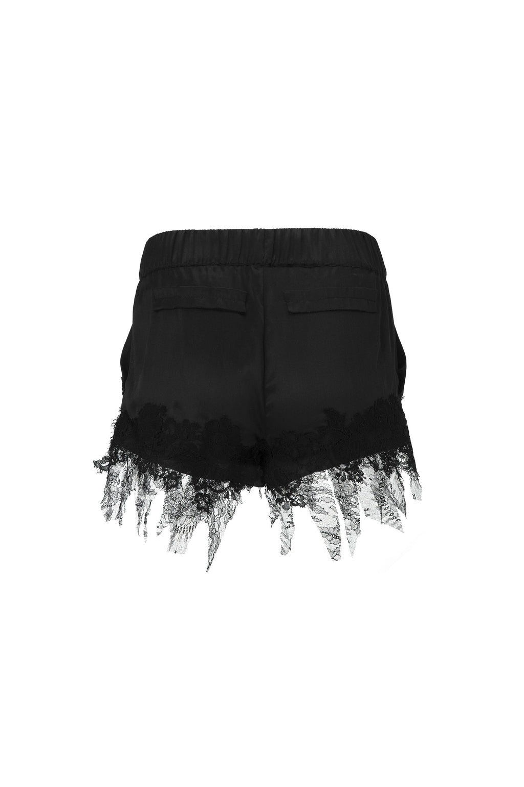 LACE SILK BLACK SHORTS