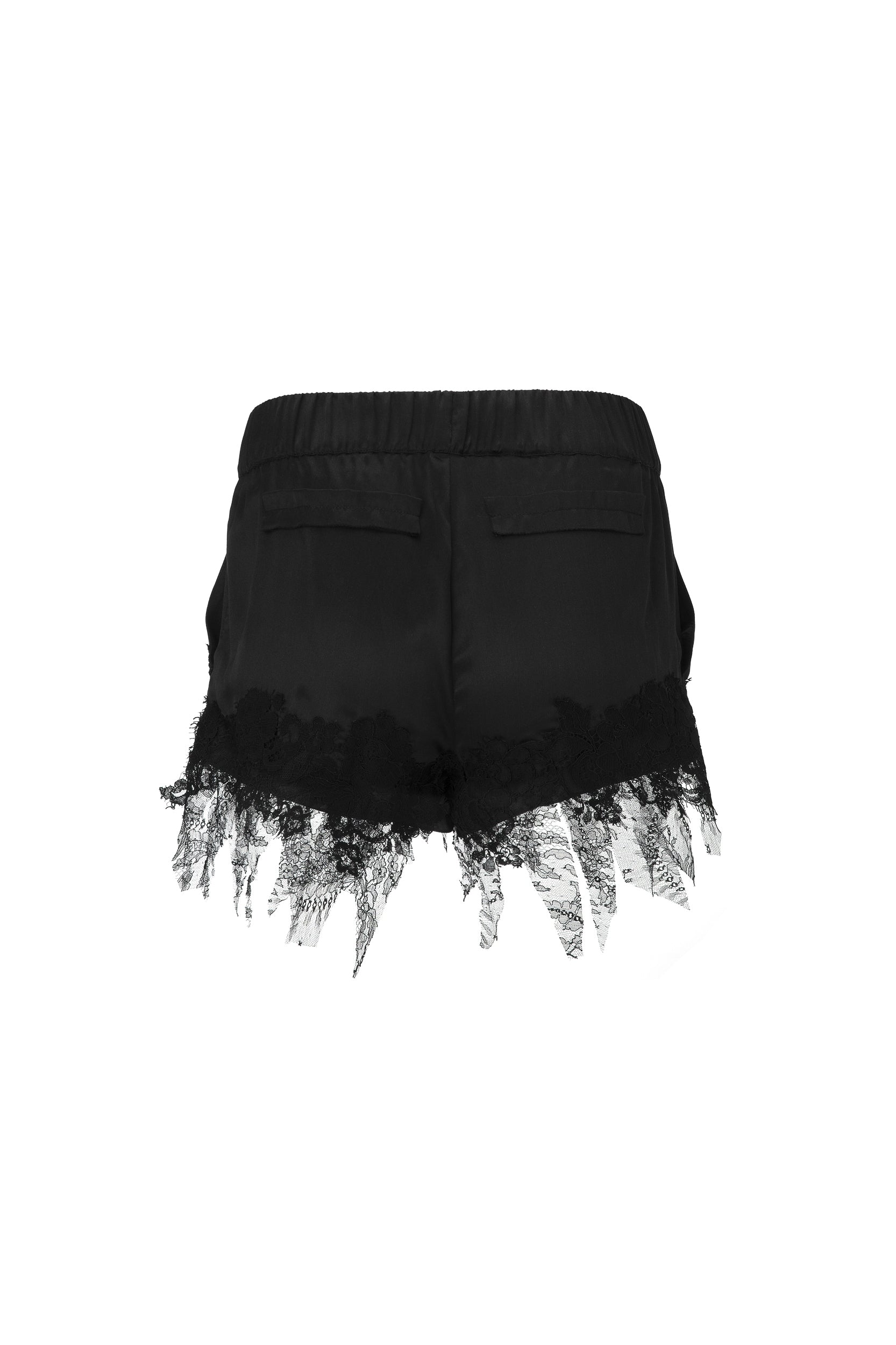 LACE SILK BLACK SHORTS