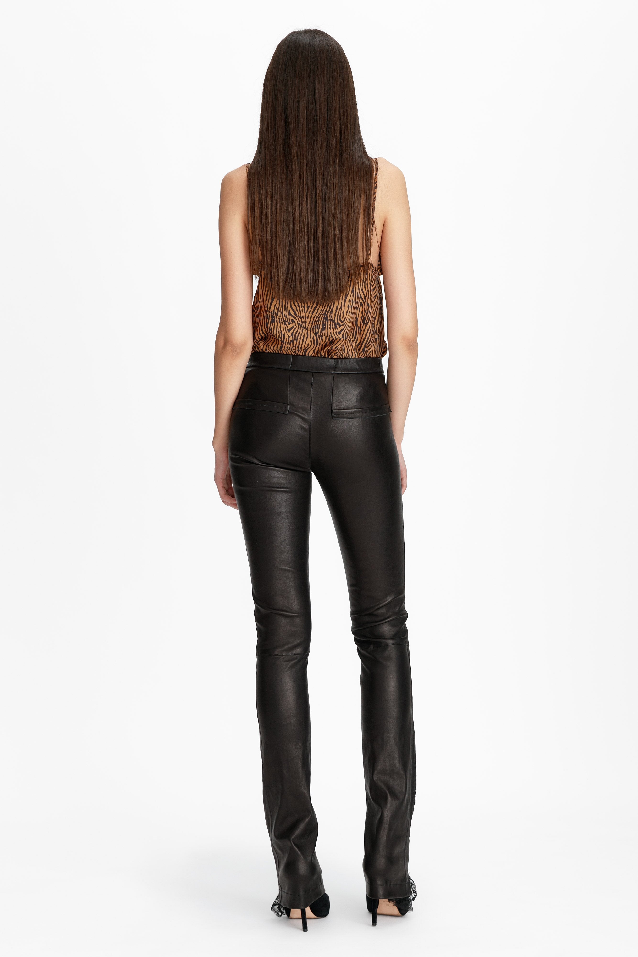 LACE ZIP LEATHER LEGGINGS