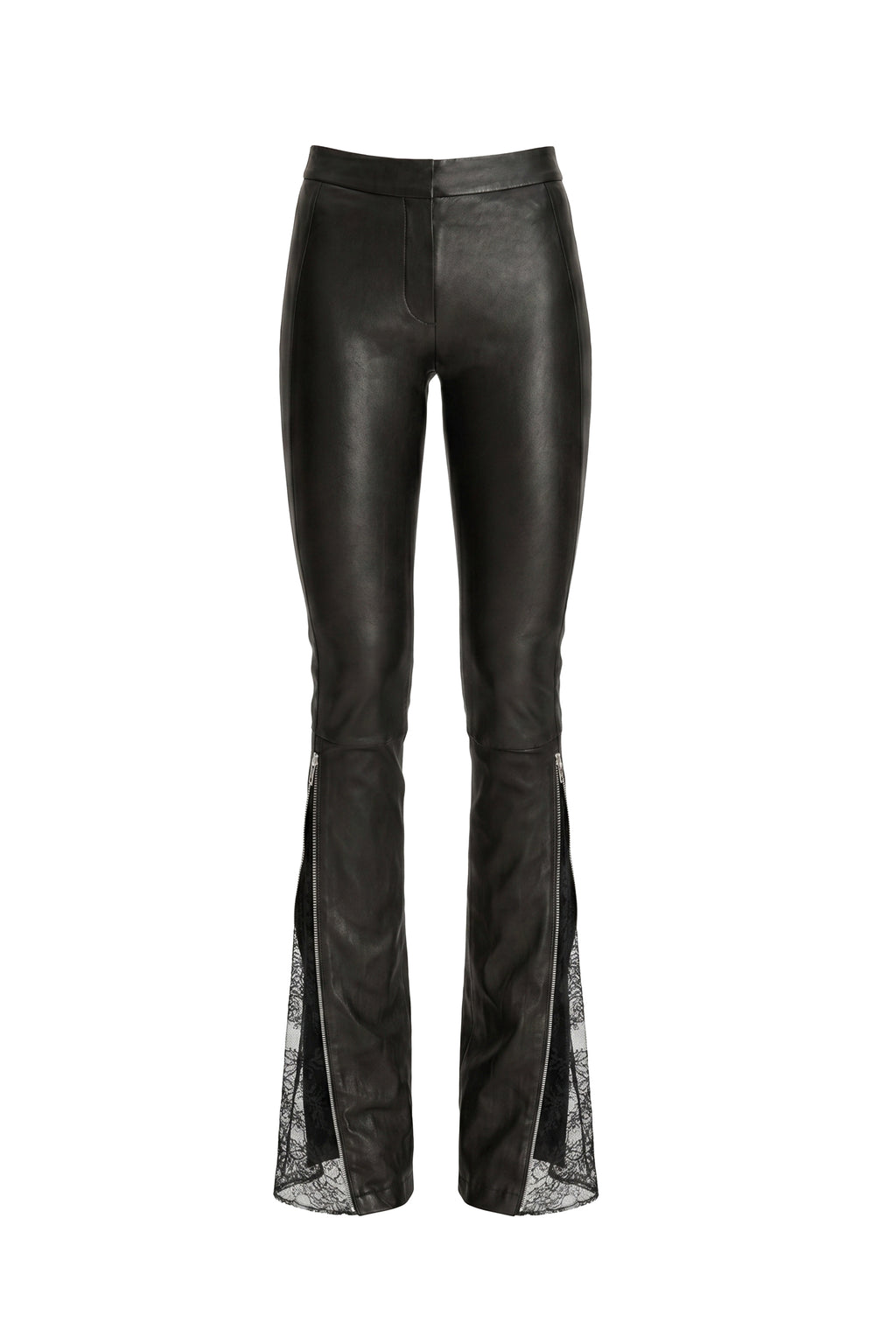 LACE ZIP LEATHER LEGGINGS