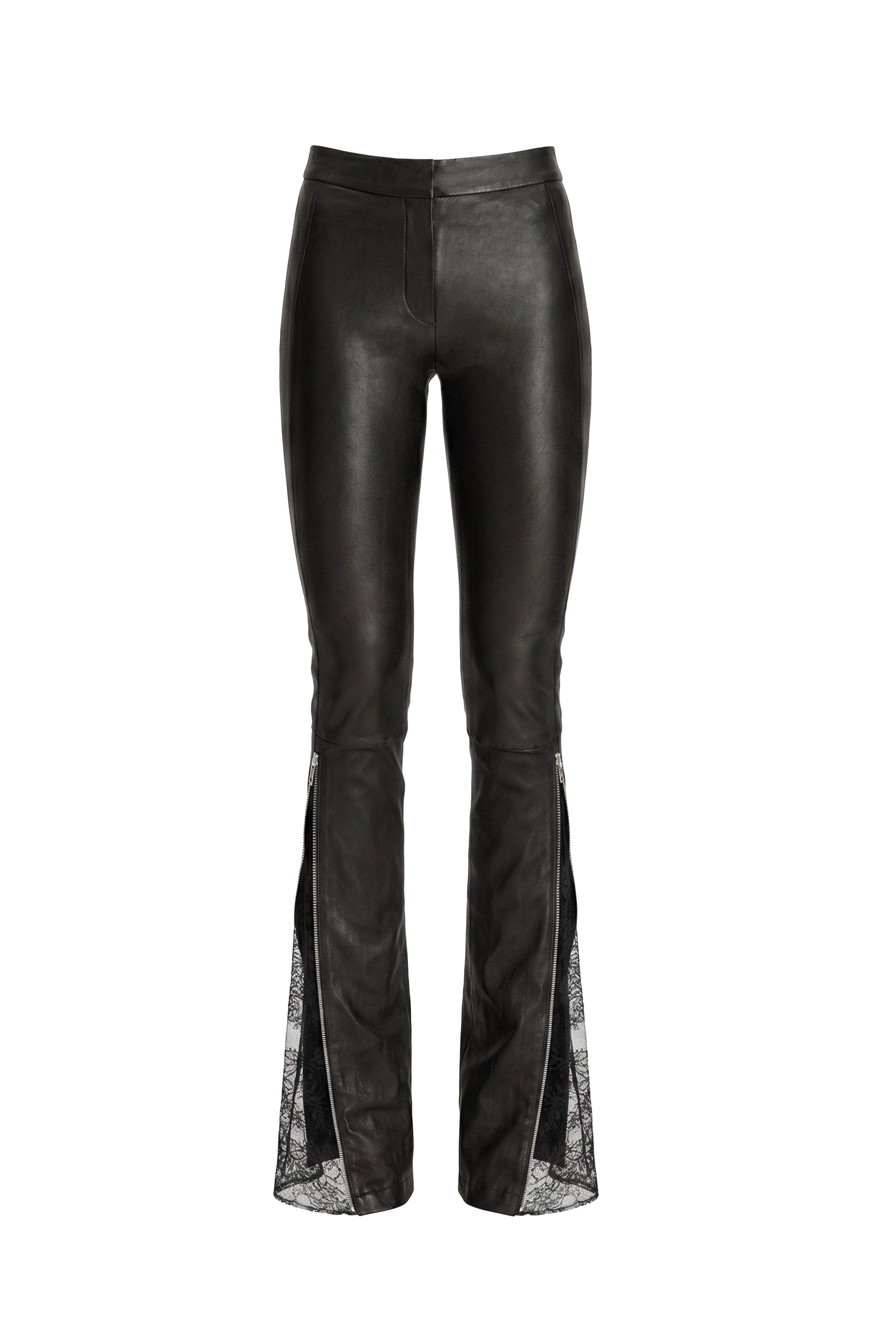 LACE ZIP LEATHER LEGGINGS
