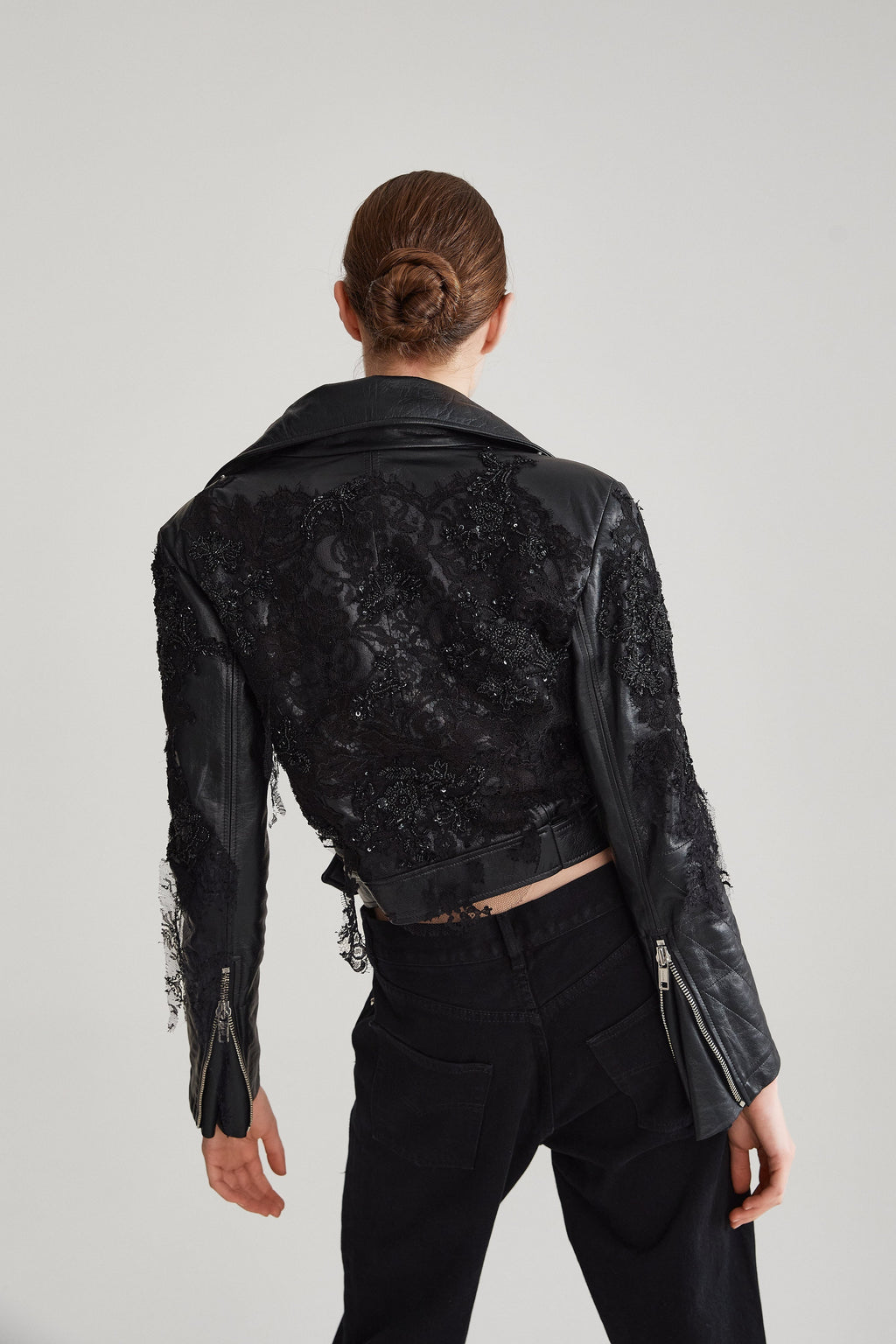 MIX EMBROIDERY LEATHER JACKET