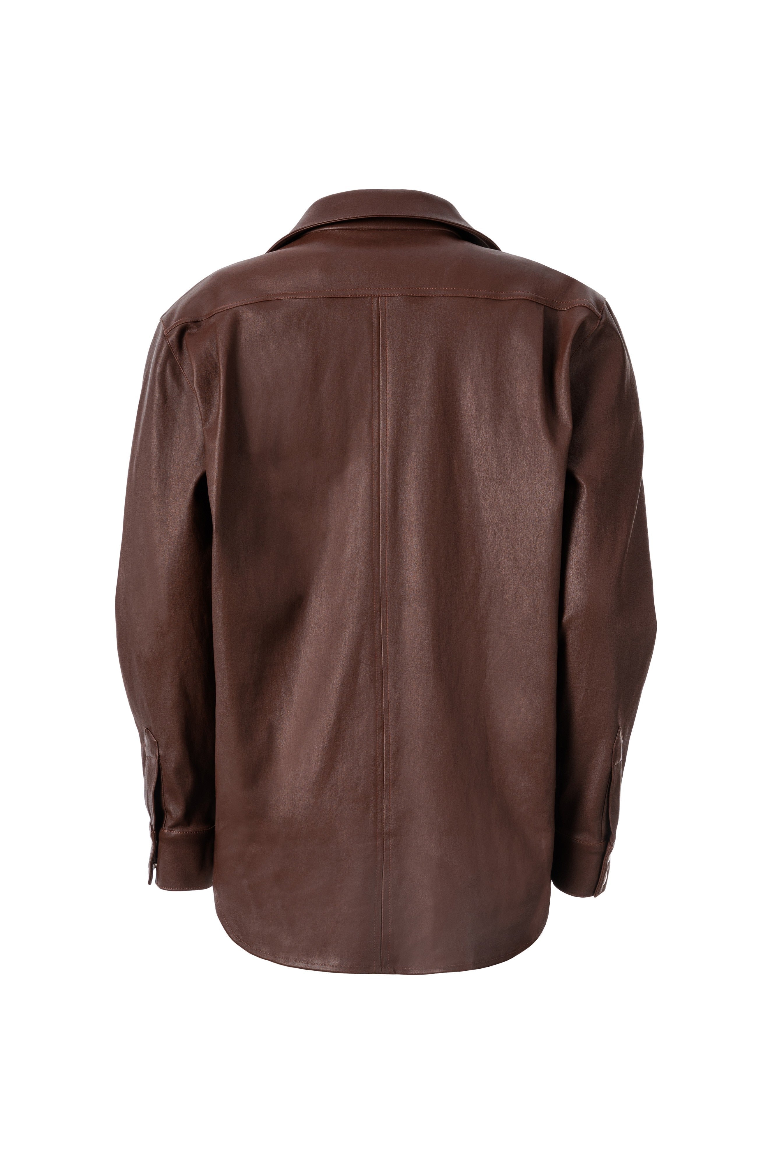 LAMBSKIN OVERSIZED BROWN SHIRT