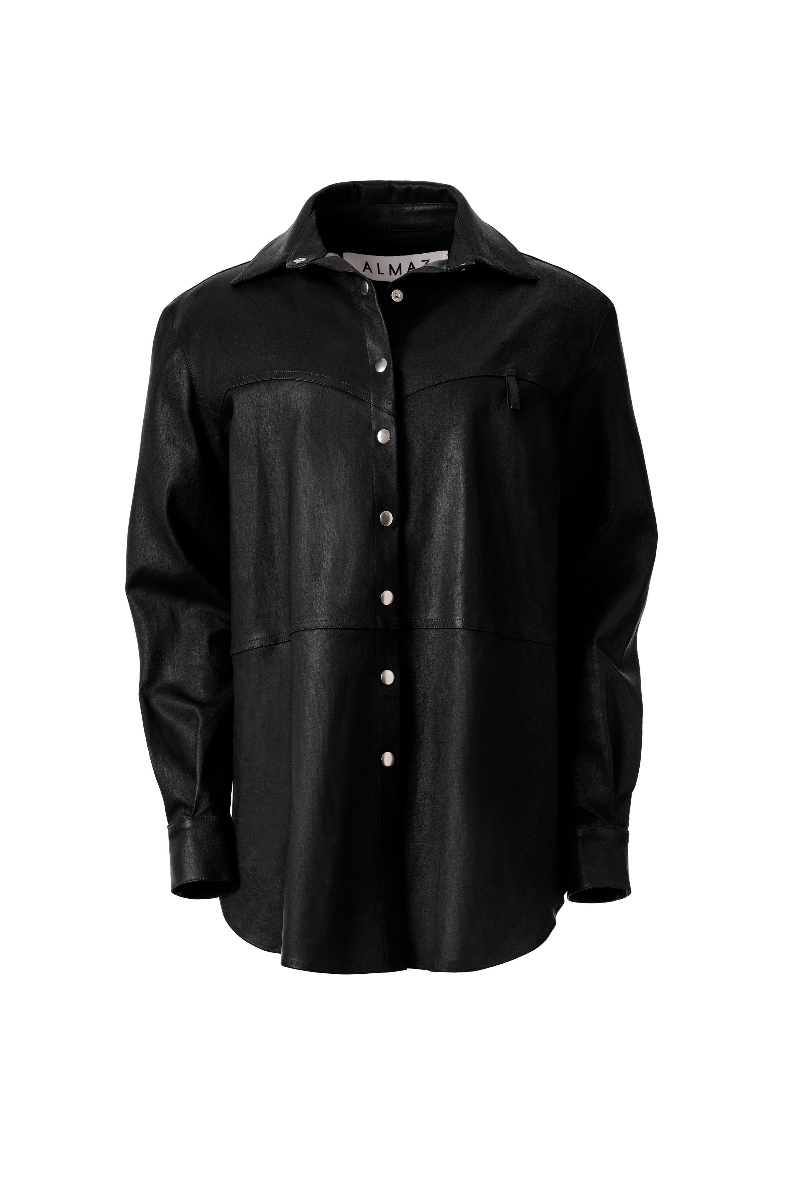 LAMBSKIN OVERSIZED BLACK SHIRT