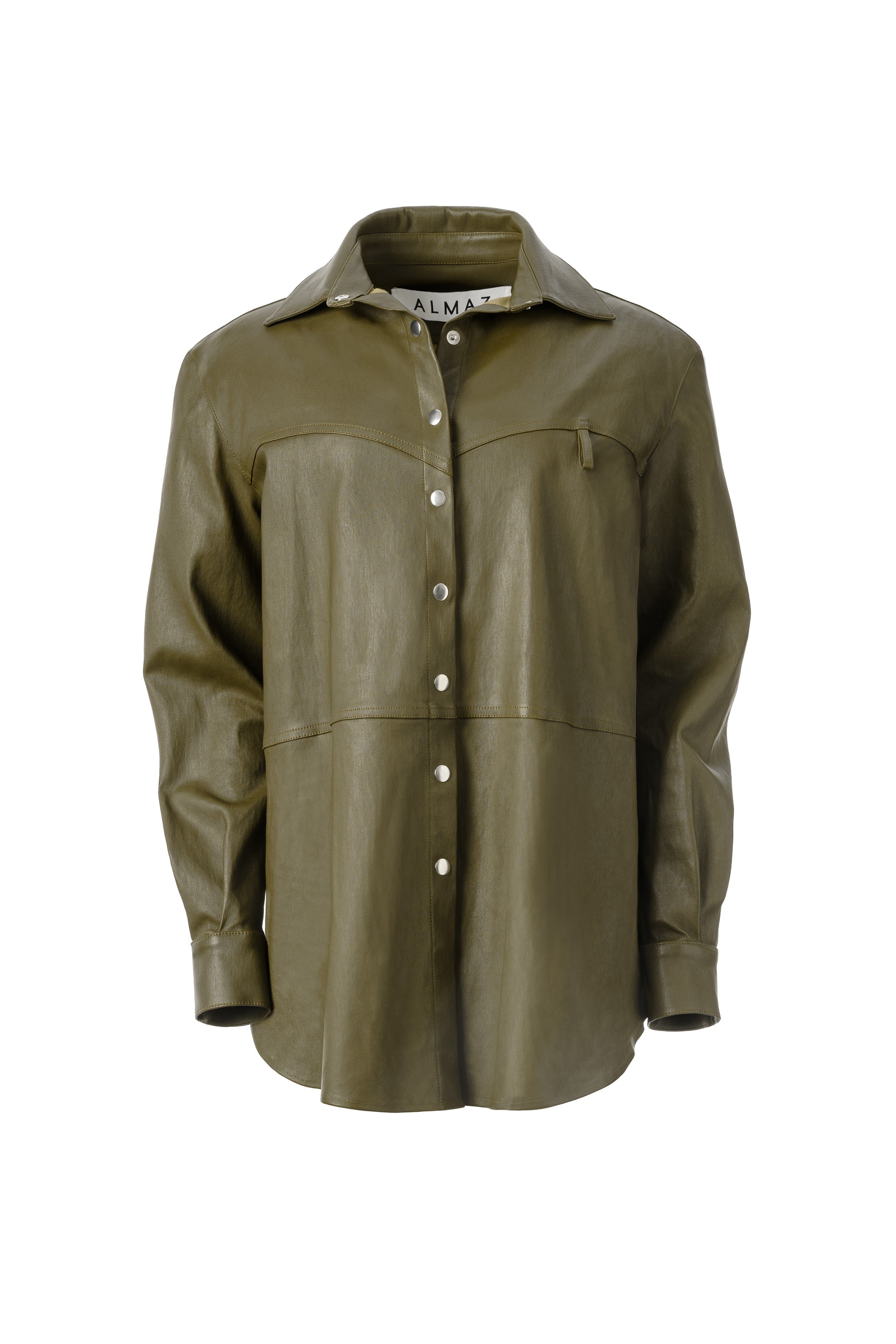 LAMBSKIN OVERSIZED OLIVE SHIRT