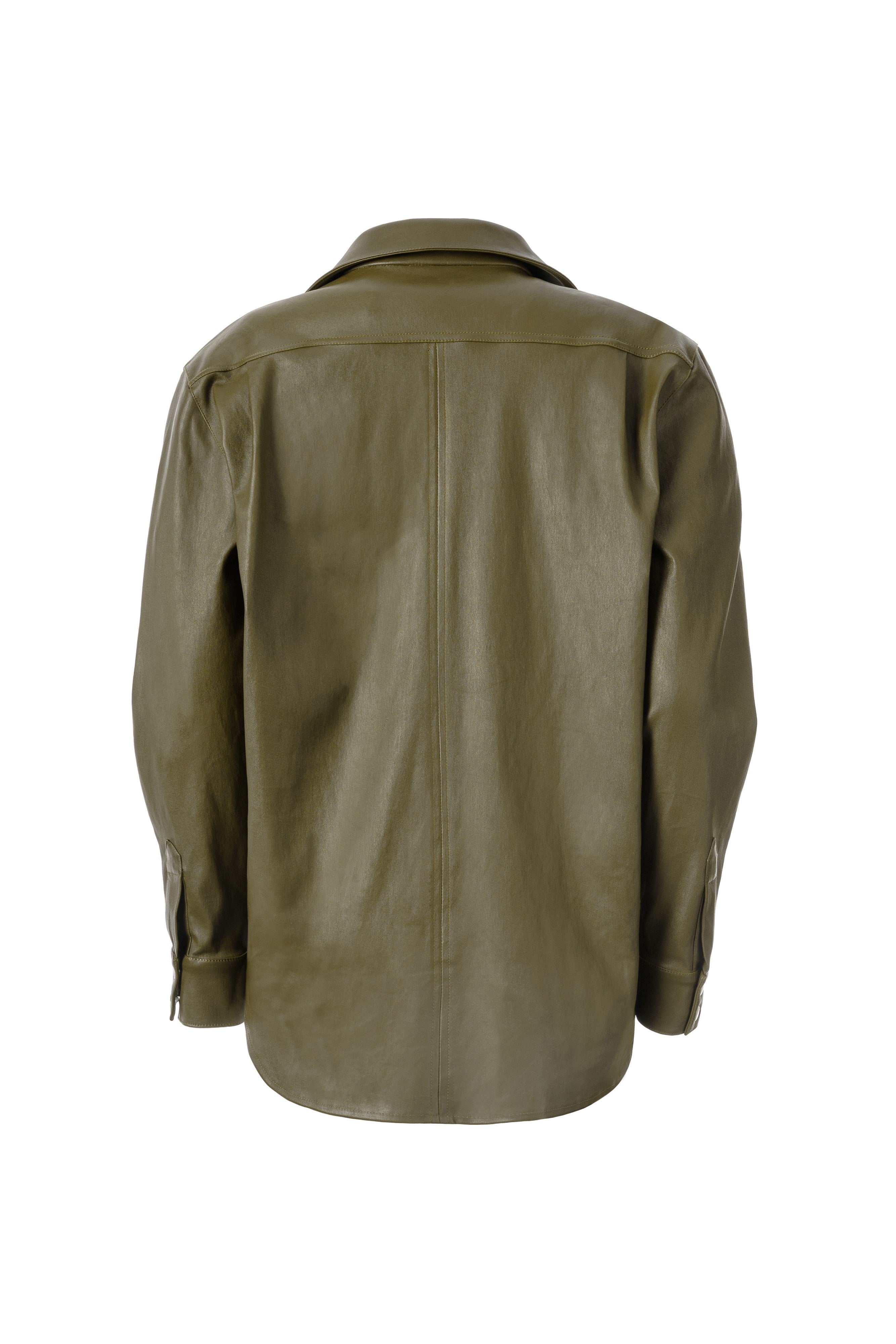 LAMBSKIN OVERSIZED OLIVE SHIRT