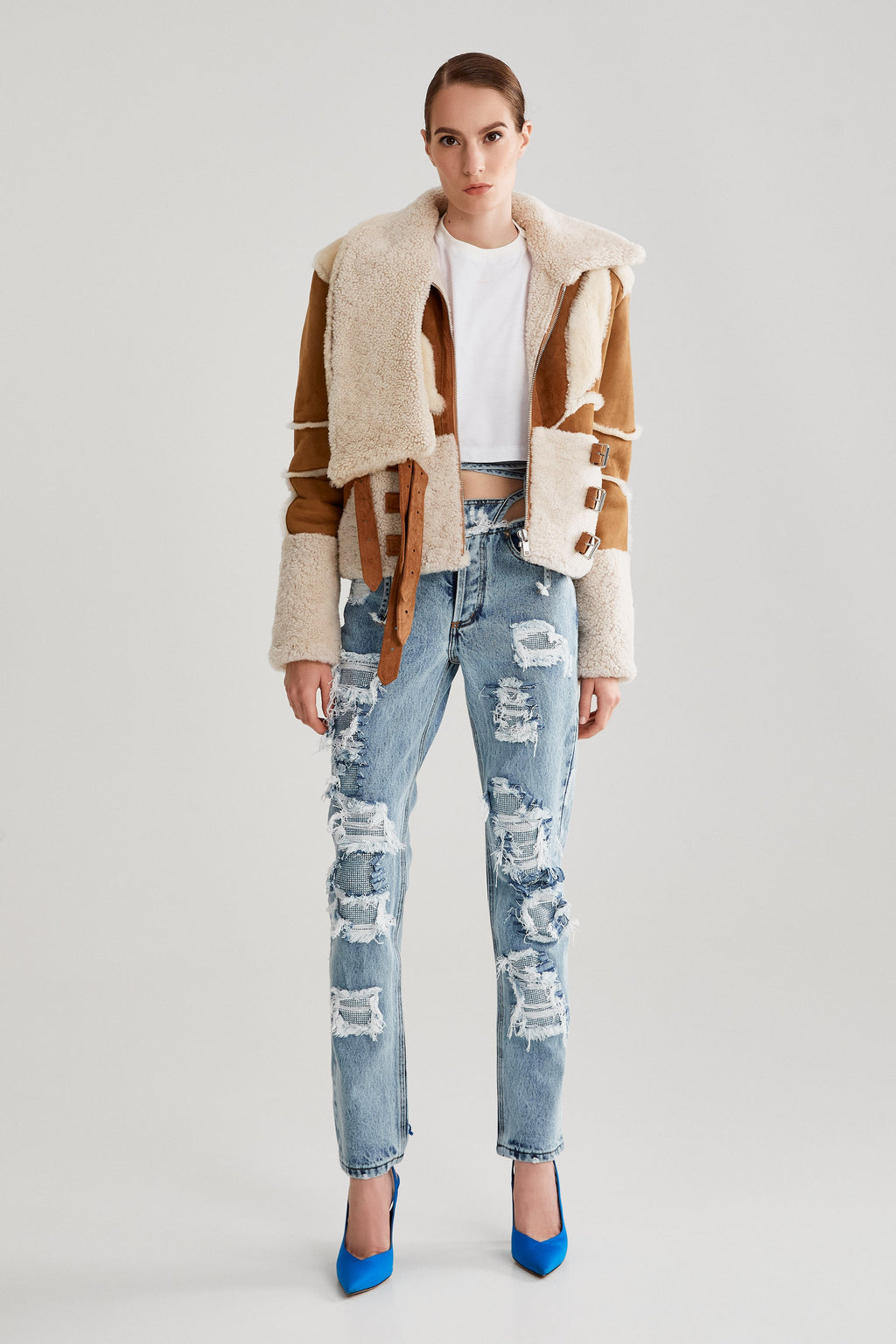 CAMEL PATCH SHEARLING