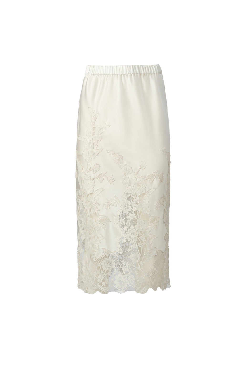 WHITE SILK & LACE SKIRT