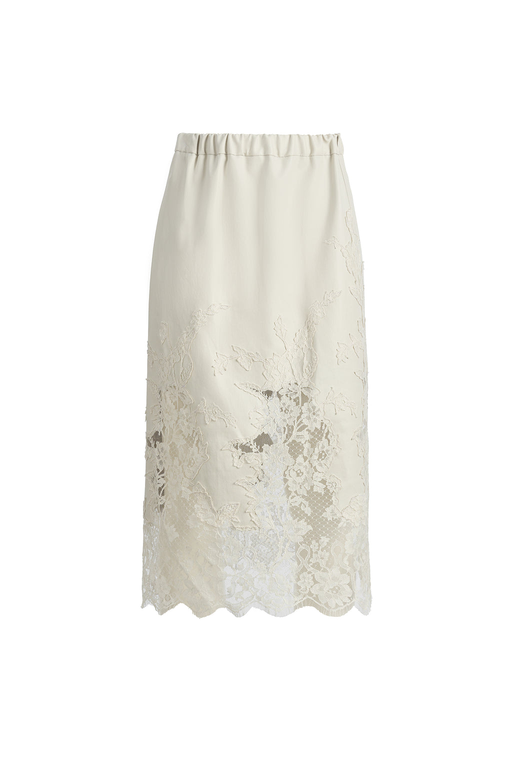 WHITE LEATHER & LACE SKIRT