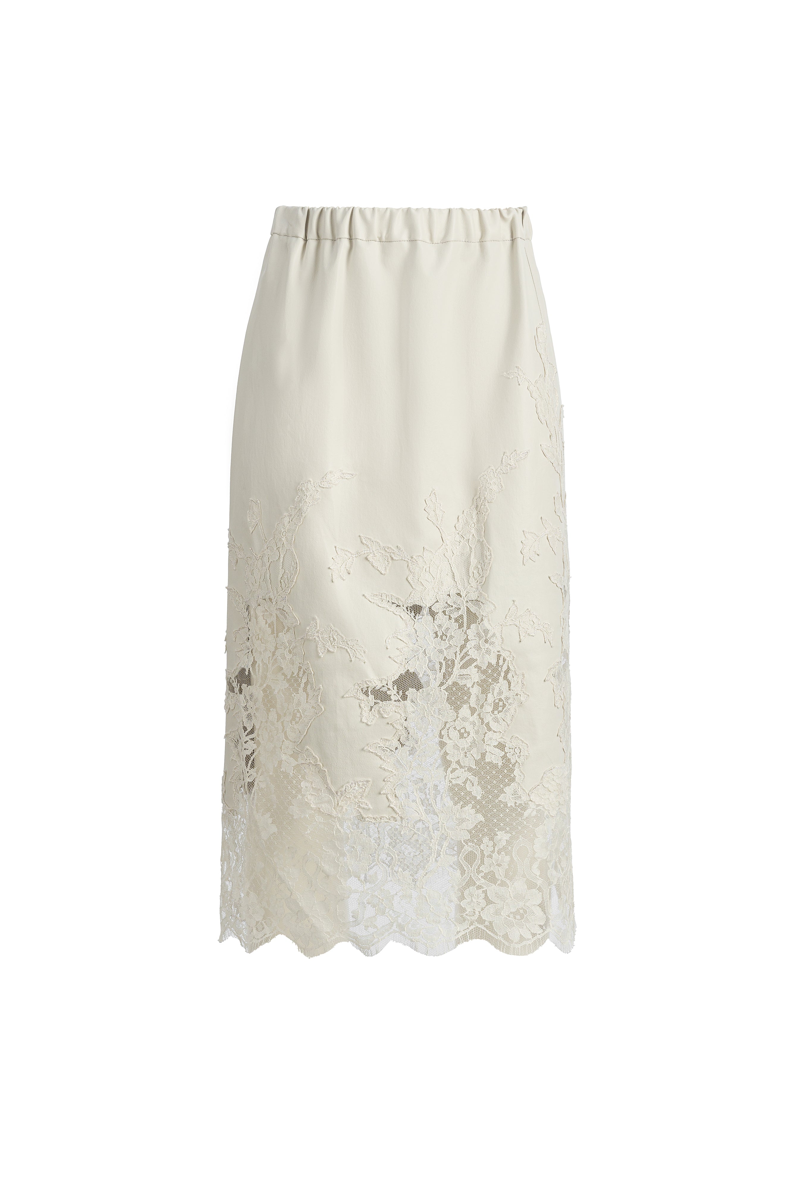 WHITE LEATHER & LACE SKIRT