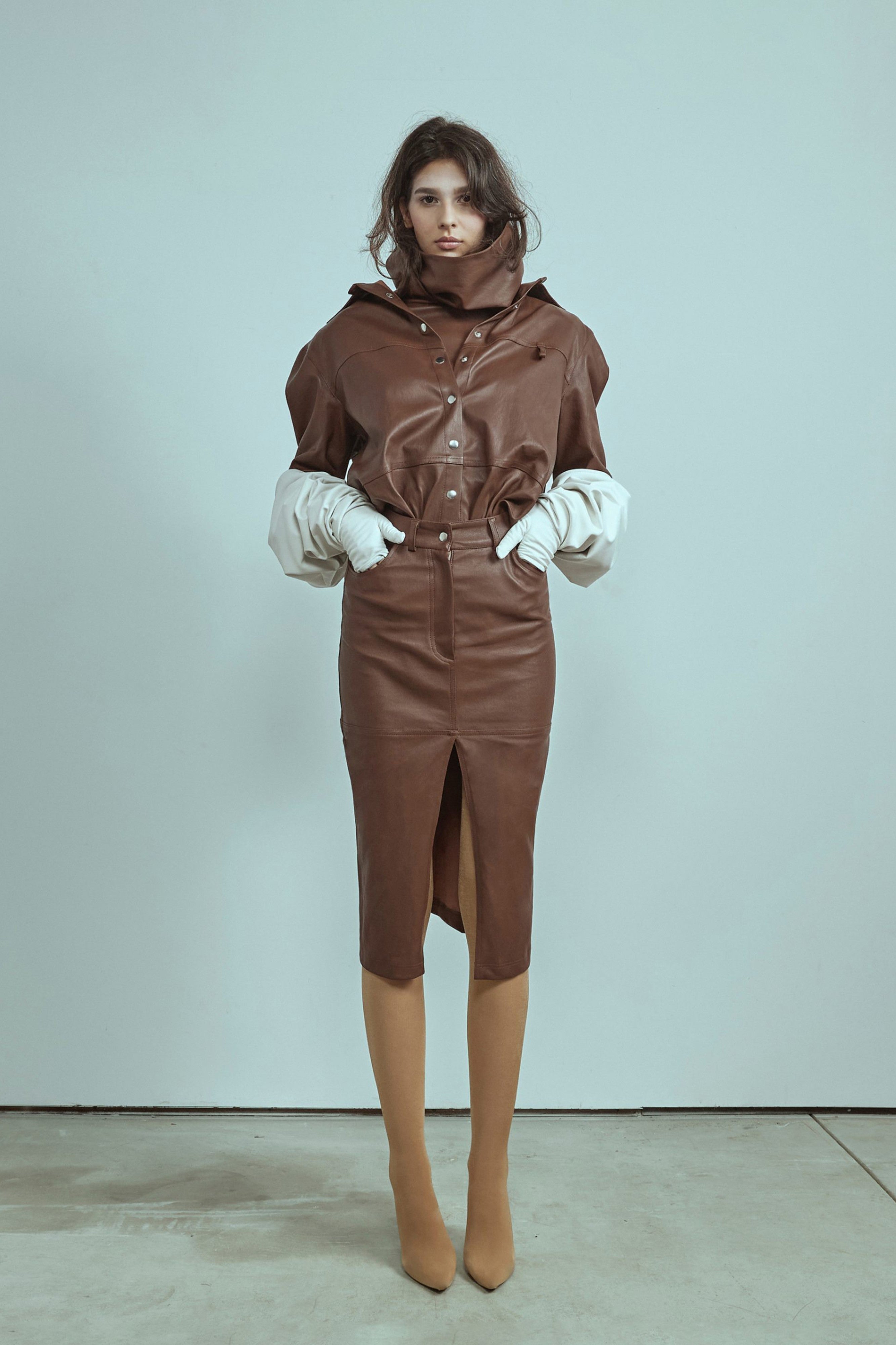 PENCIL LAMBSKIN SKIRT