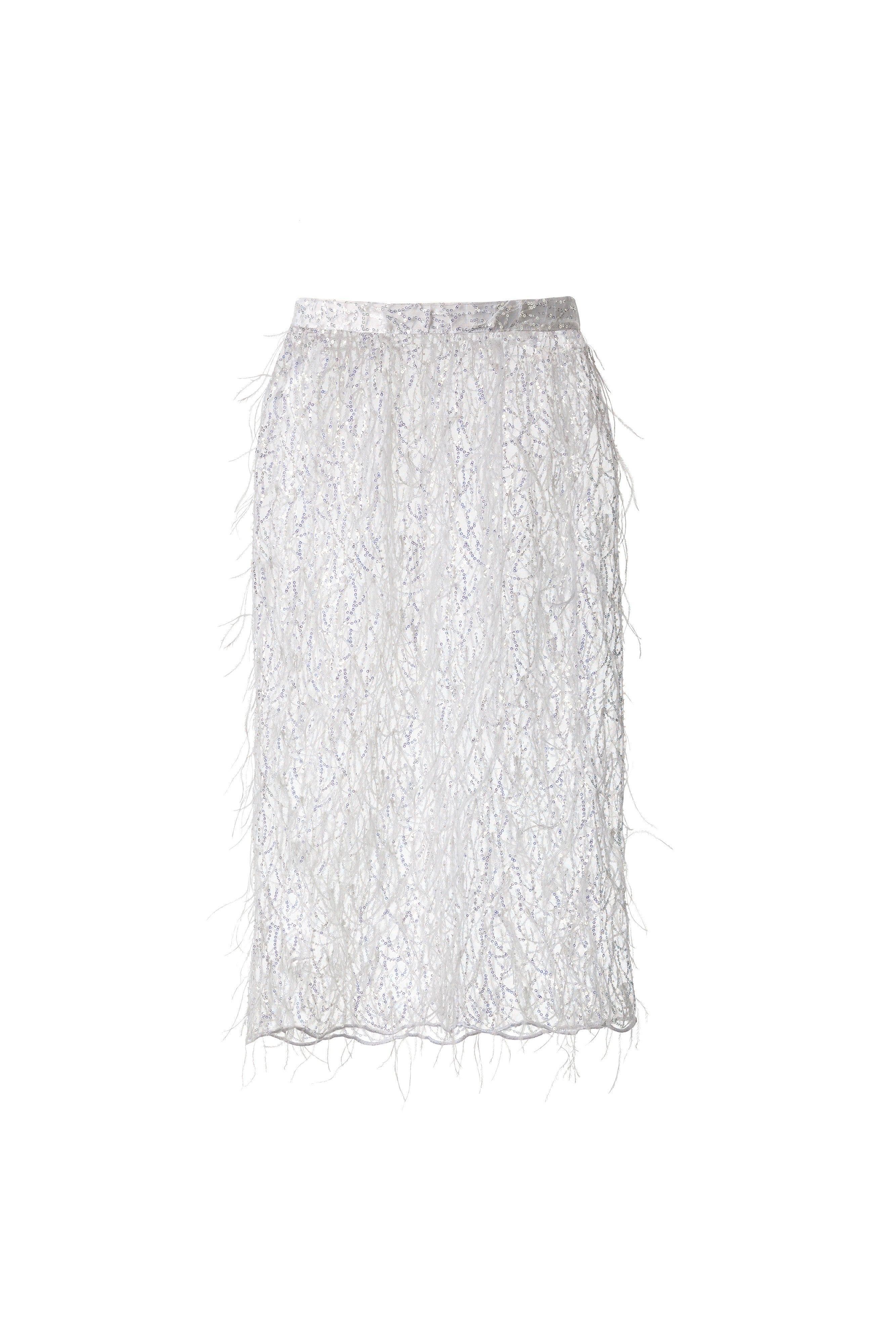 WHITE FEATHER SKIRT