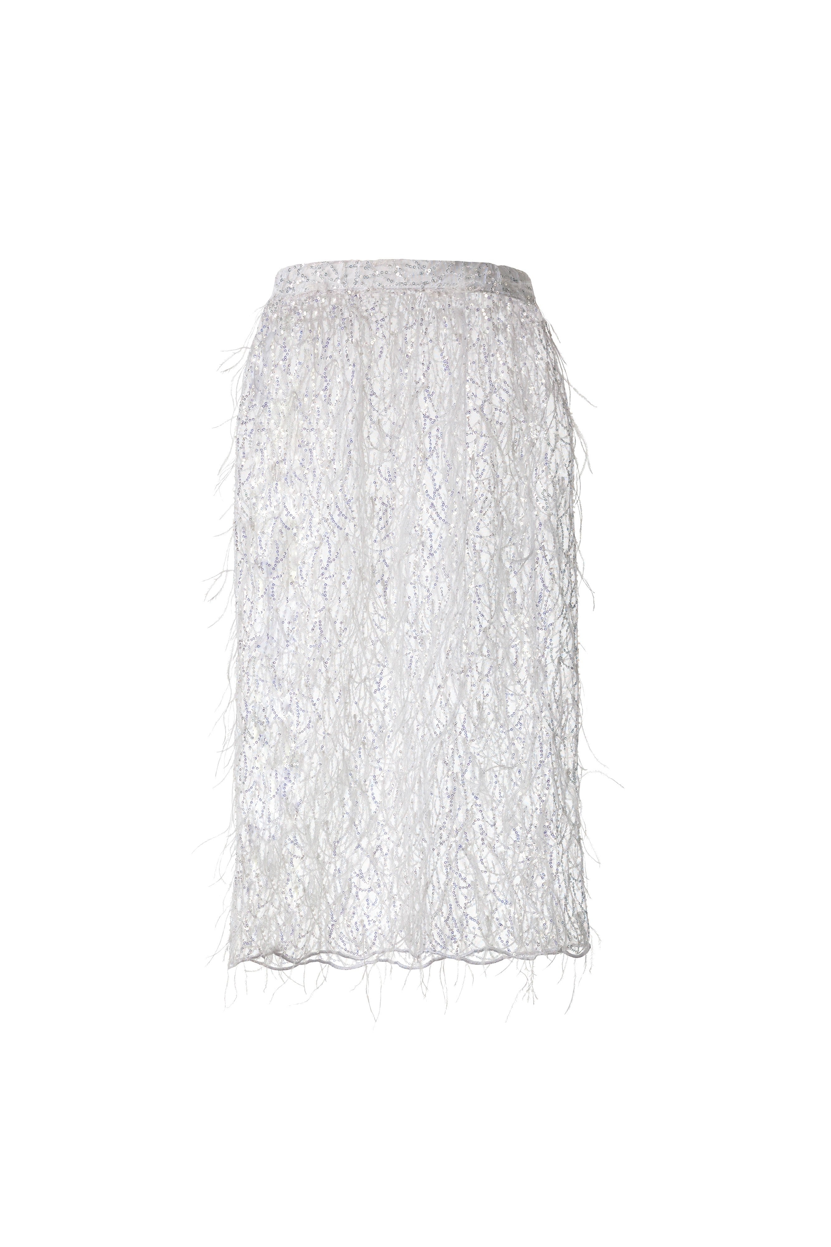 WHITE FEATHER SKIRT
