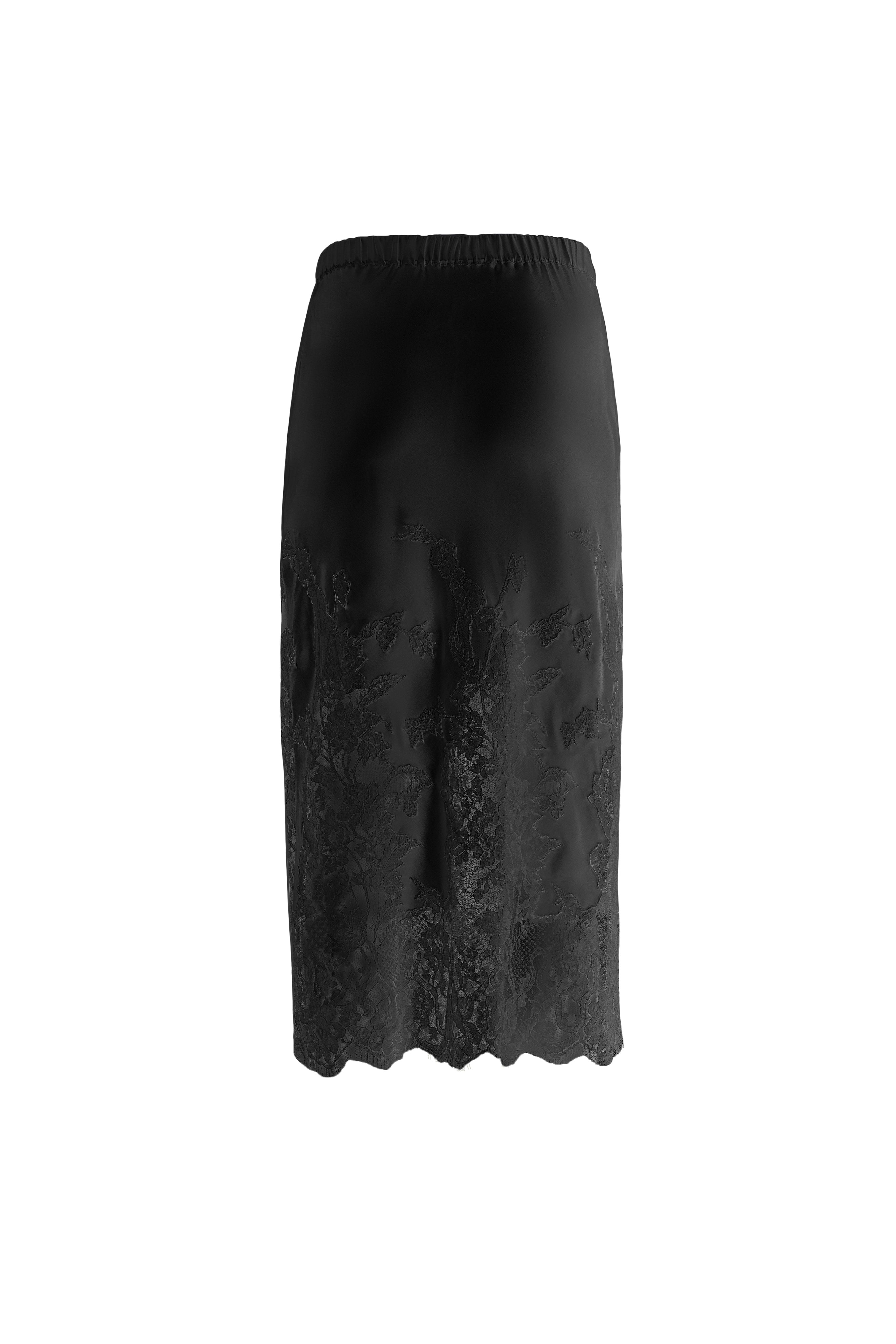 Black lace skirt on a white background
