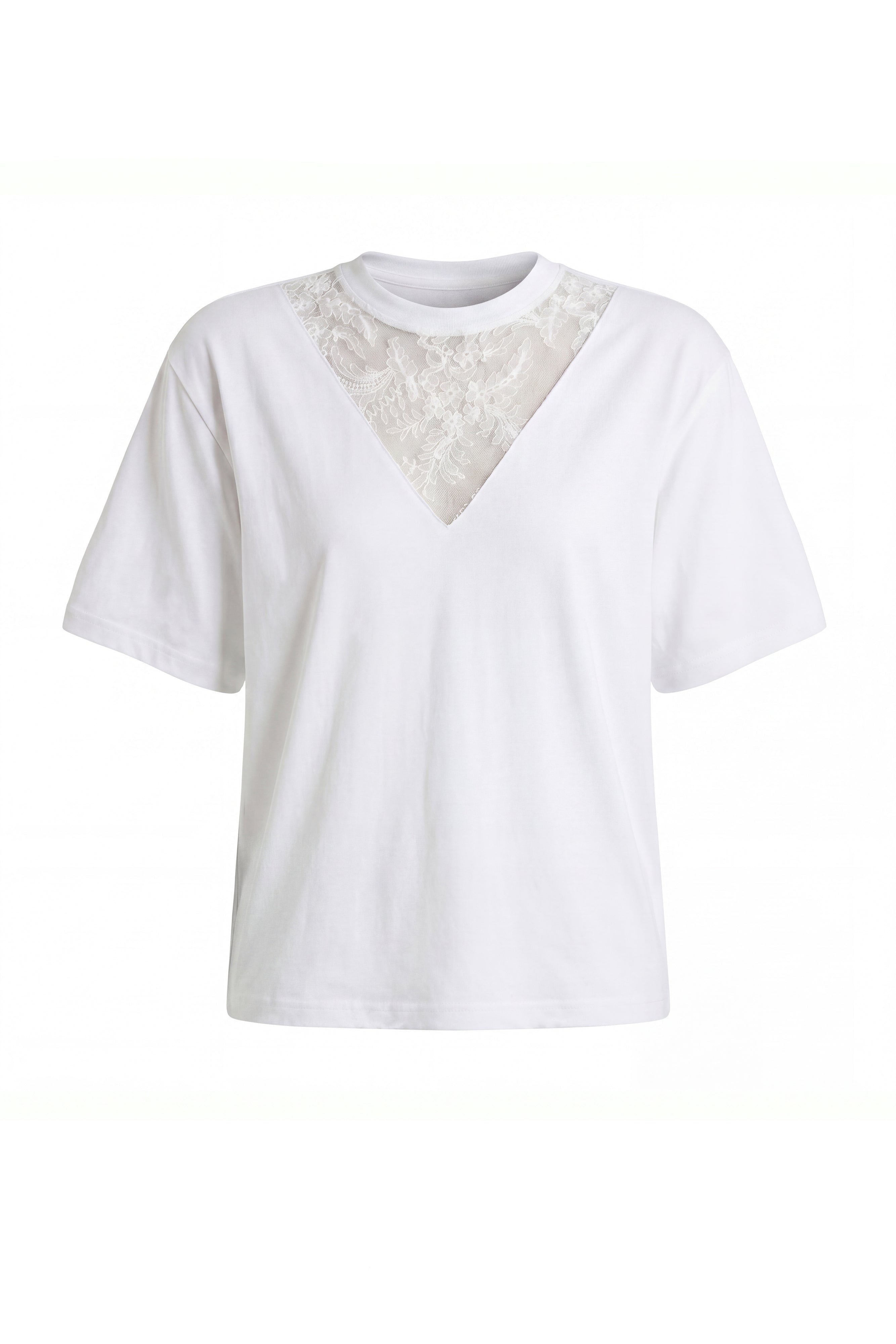 LACE DETAIL WHITE T-SHIRT