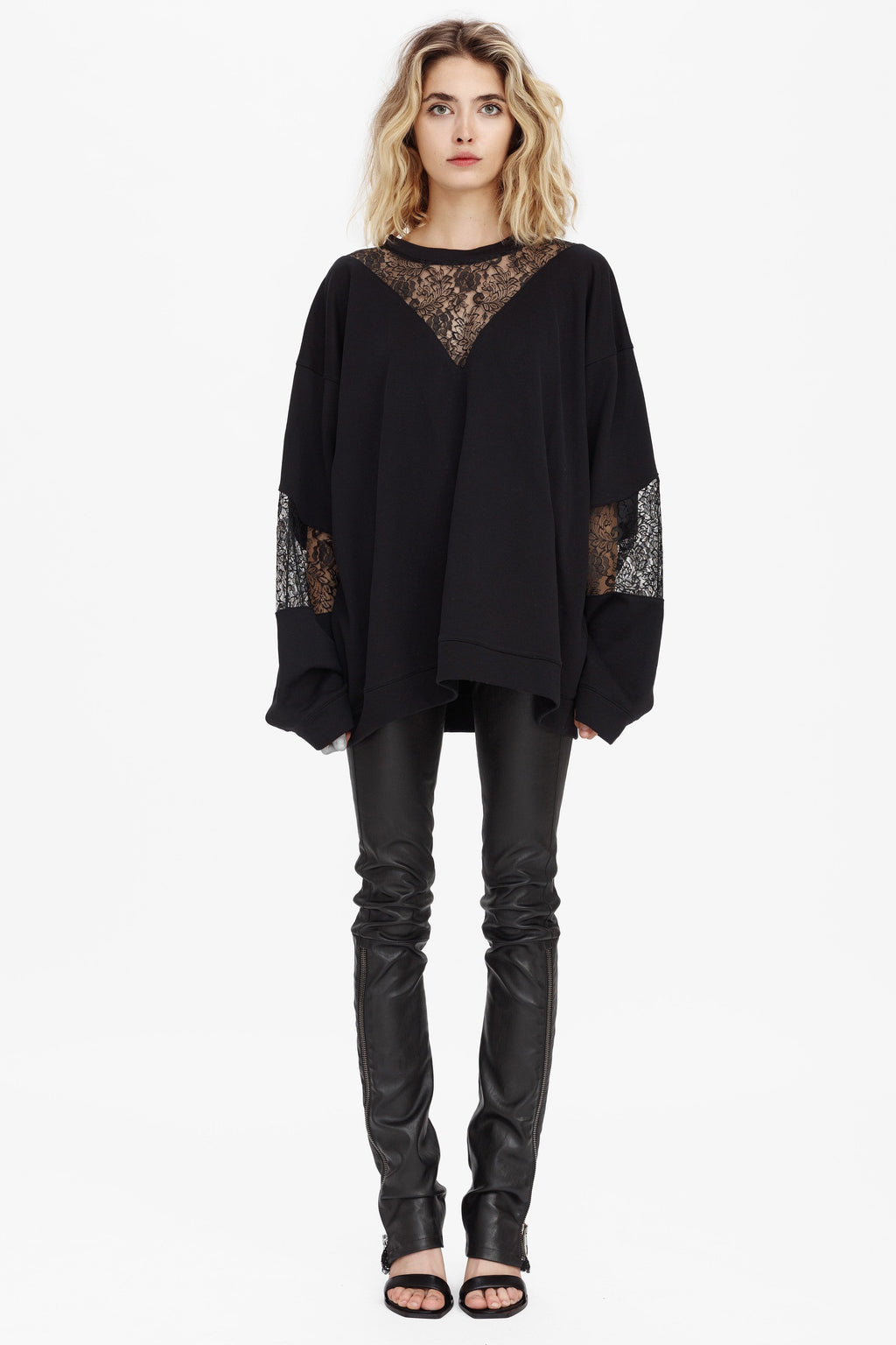 LACE DETAIL SWEATSHIRT