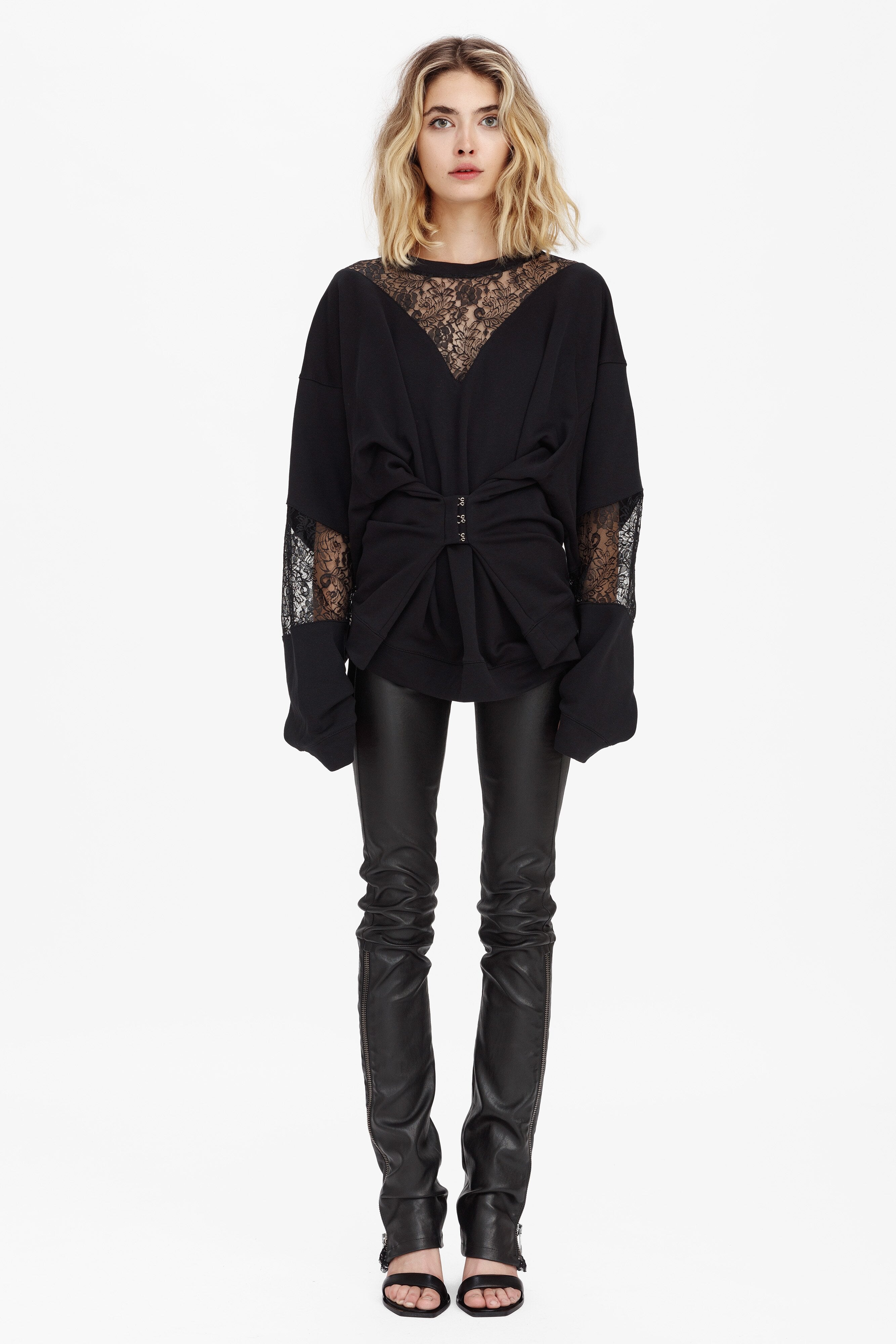 LACE DETAIL SWEATSHIRT