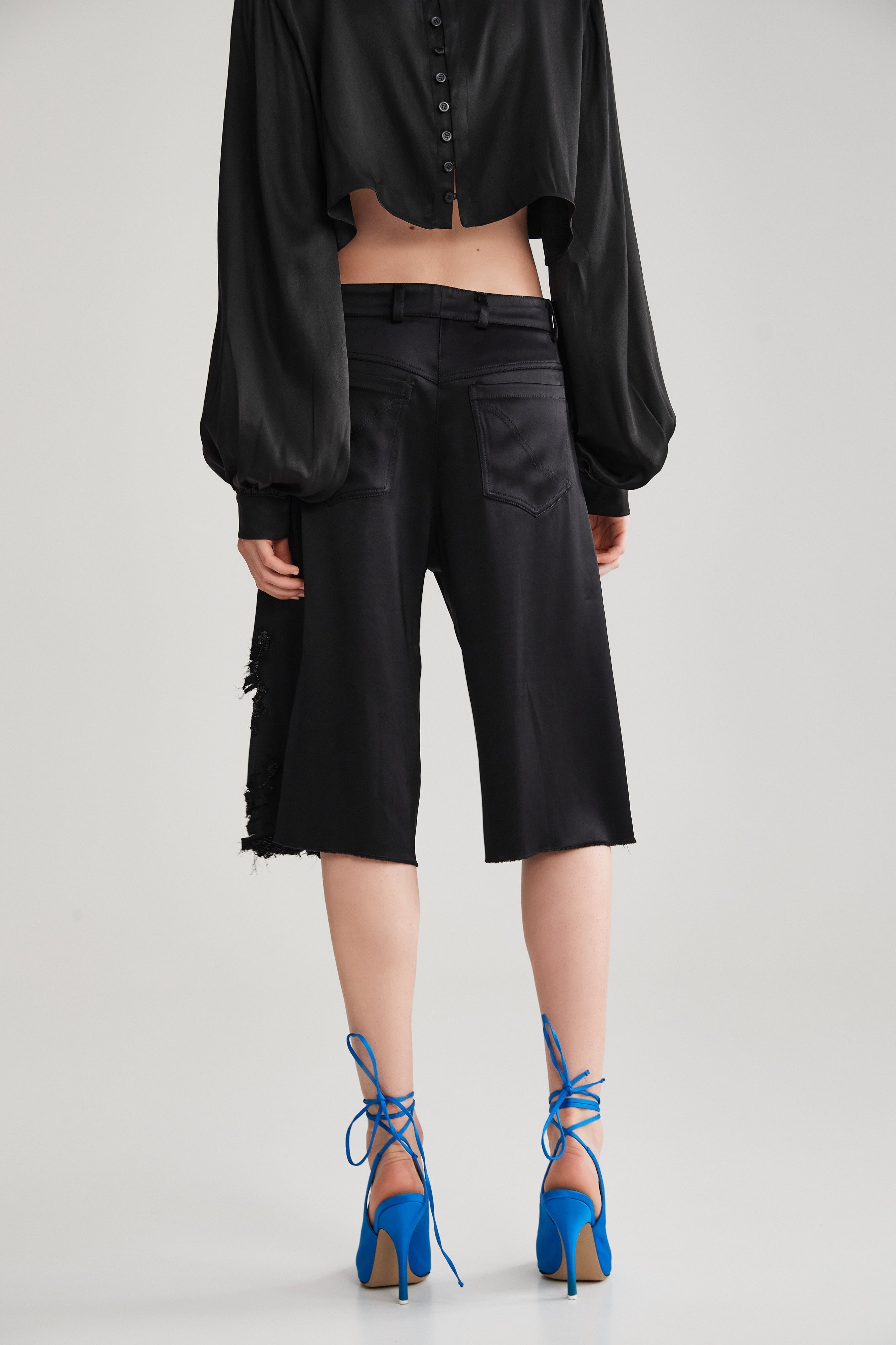 EMBROIDERED BLACK SATIN