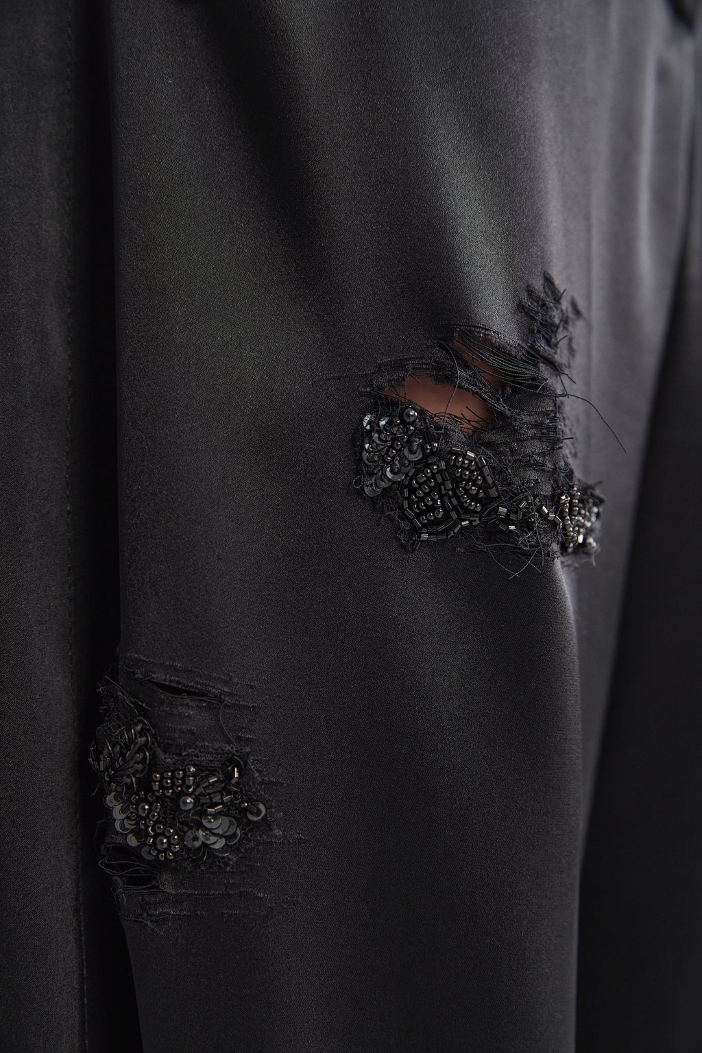 EMBROIDERED BLACK SATIN