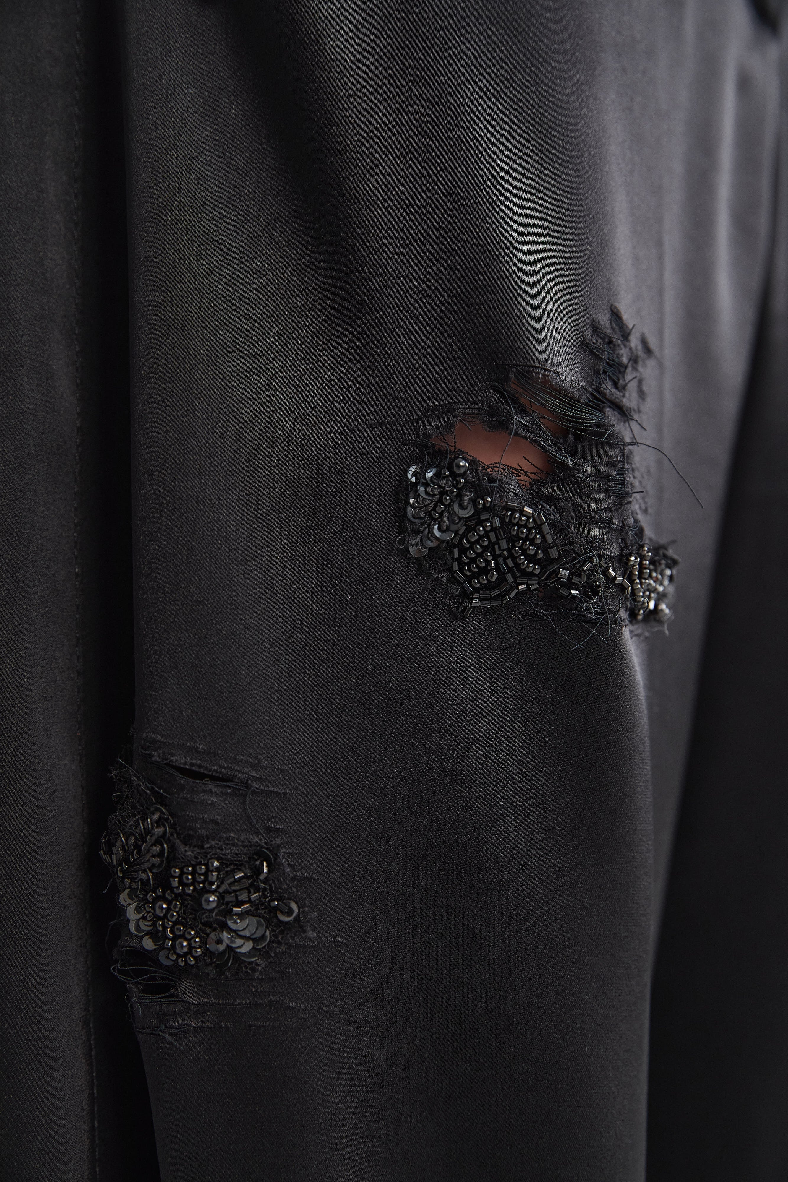 EMBROIDERED BLACK SATIN