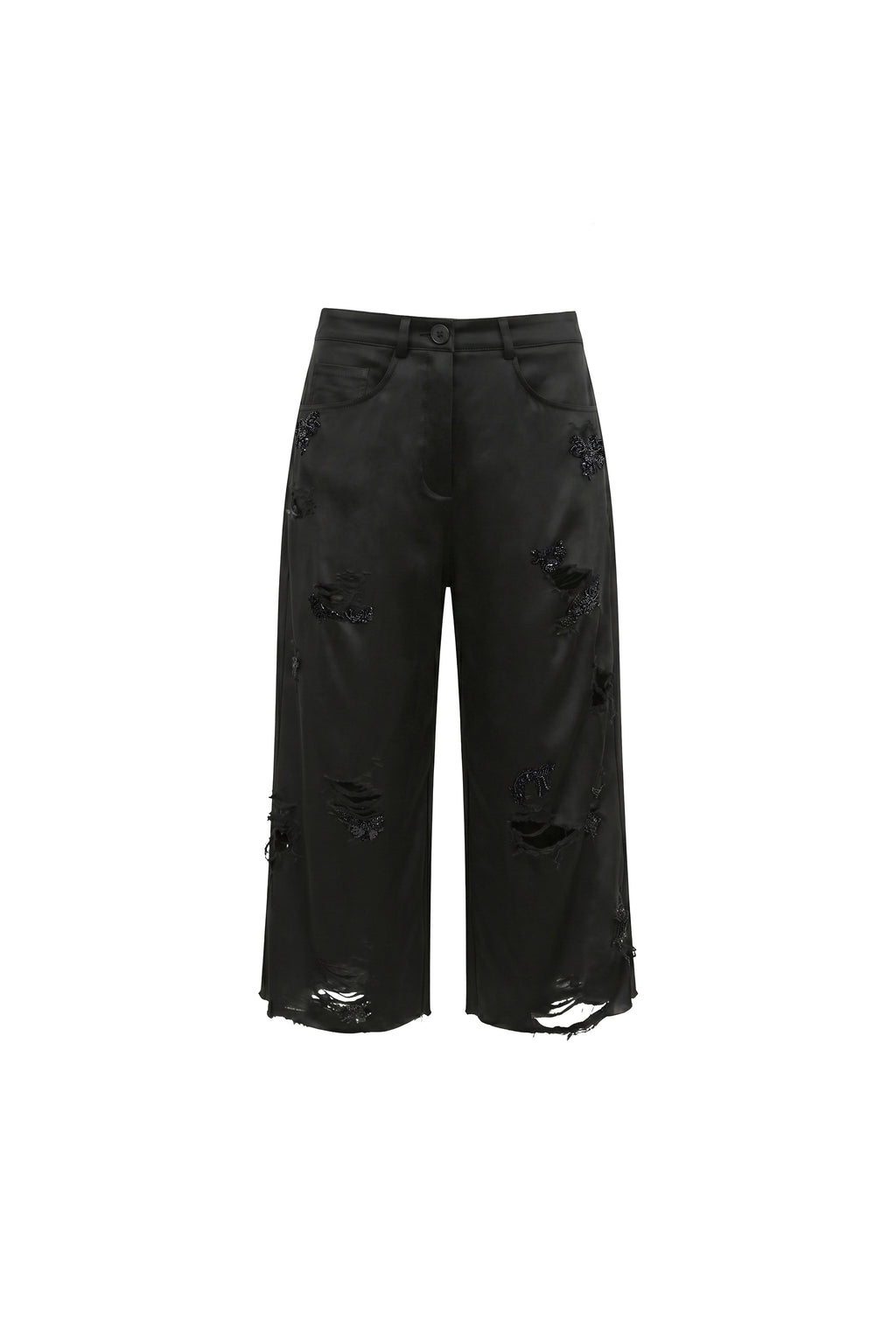 EMBROIDERED BLACK SATIN