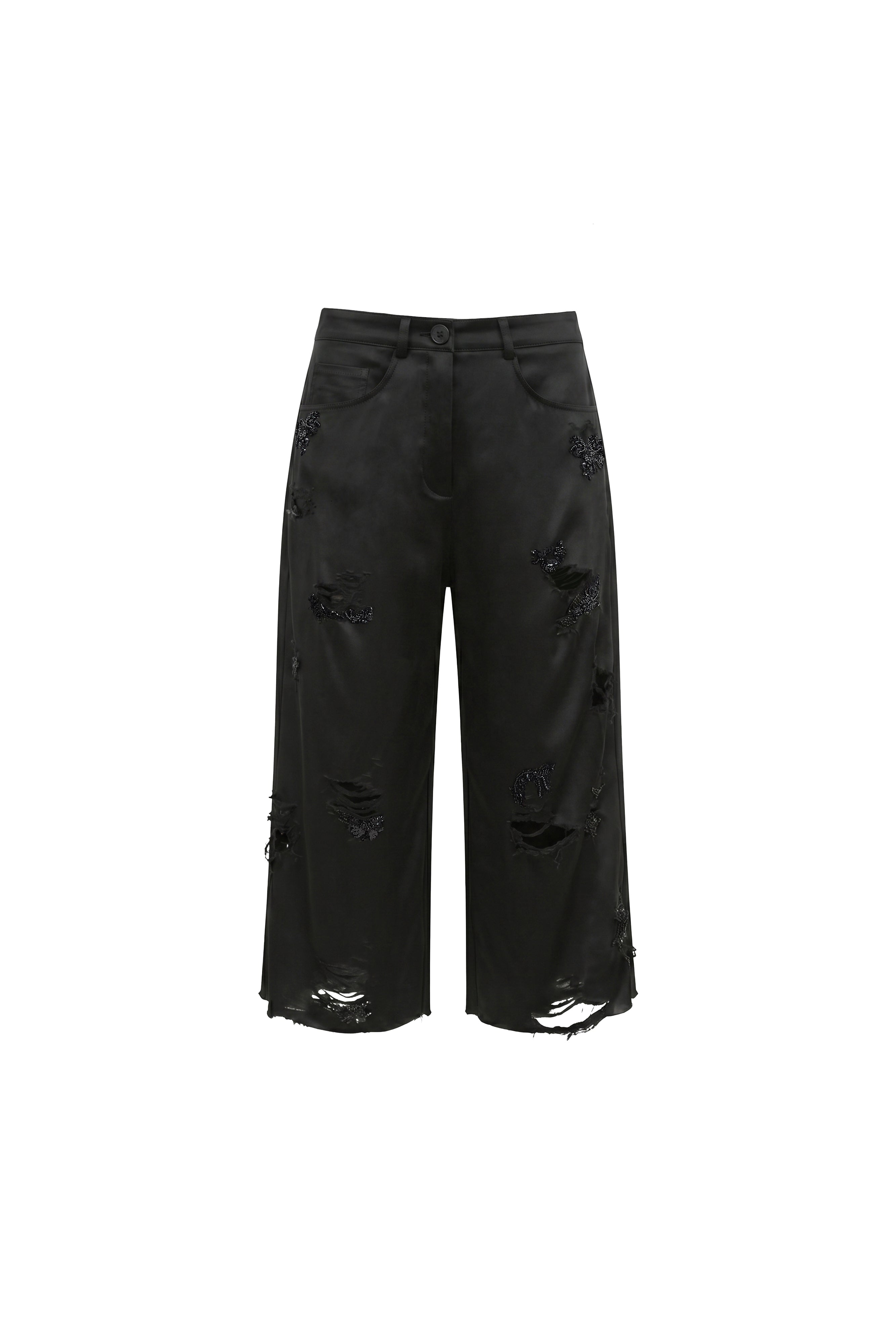 EMBROIDERED BLACK SATIN