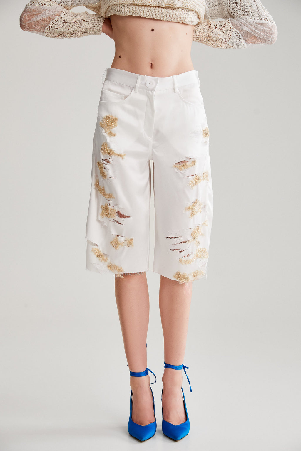 EMBROIDERED WHITE SATIN