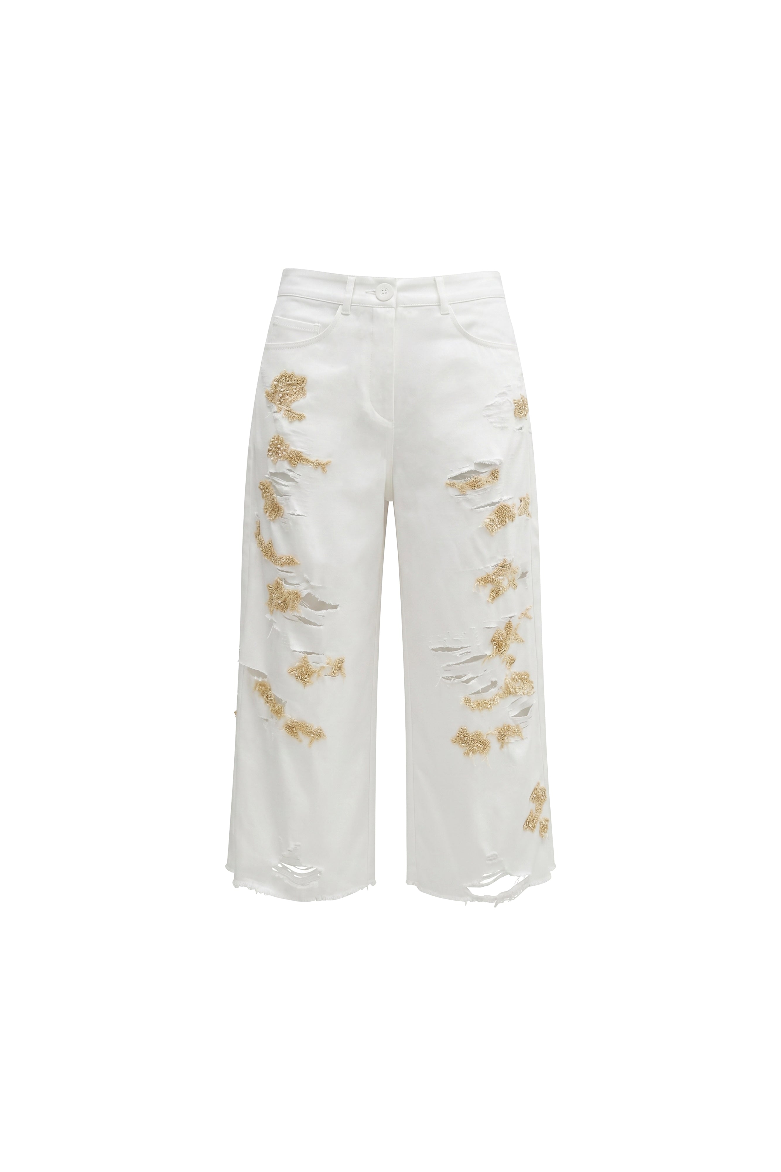 EMBROIDERED WHITE SATIN